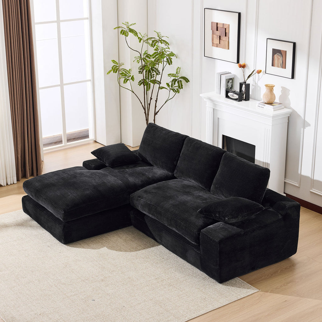 99*69' Modular Sectional Living Room Sofa Set, Modern Minimalist Style Couch, Upholstered Sleeper Sofa for Living Room, Bedroom, 2 PC Free Combination, Installation-free Sofa, L-Shape, Black