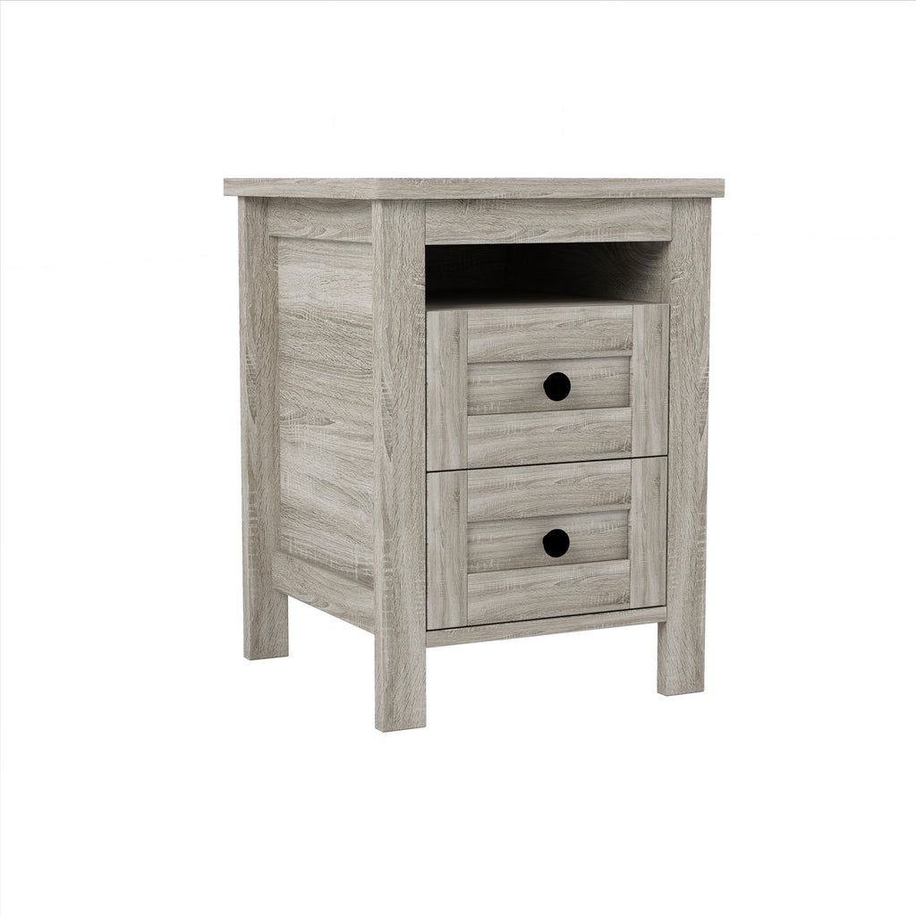3-Pieces Bedroom Sets Queen Size Farmhouse Platform Bed with Double Sliding Door Storage Headboard and Charging Station, Storage Nightstand and Dresser, Antique Gray(Old SKU HL000092AAG)