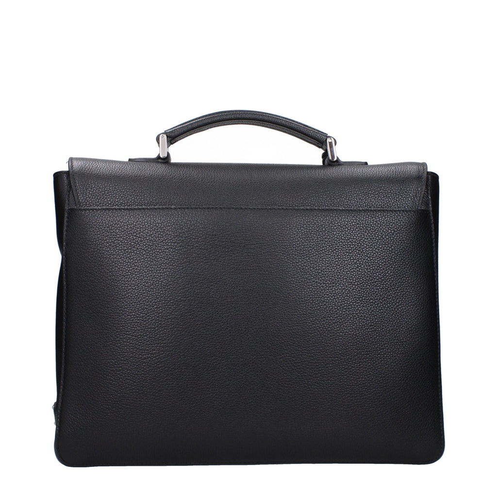 Prada Black Leather Business And Laptop Bags