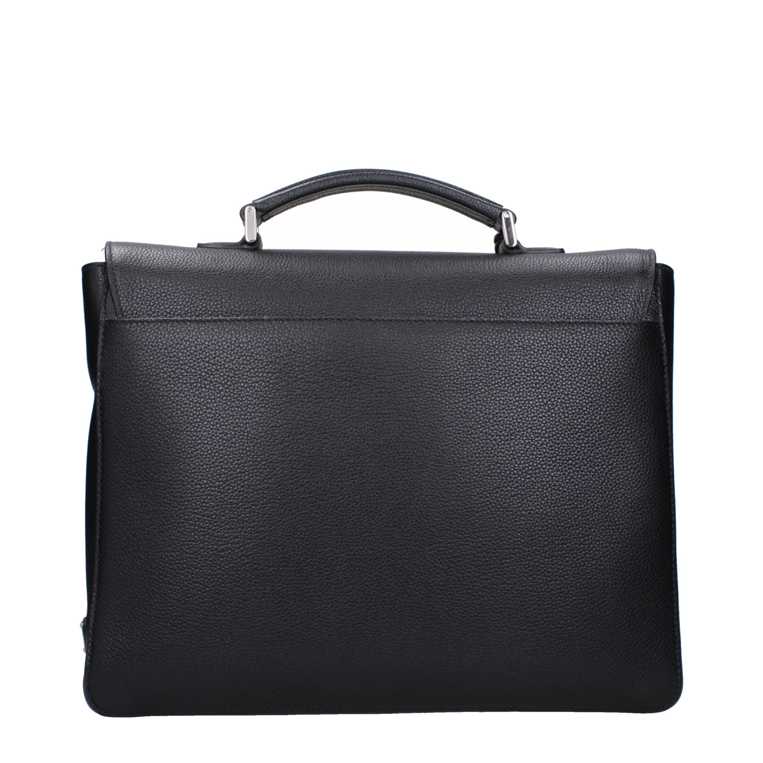 Prada Black Leather Business And Laptop Bags
