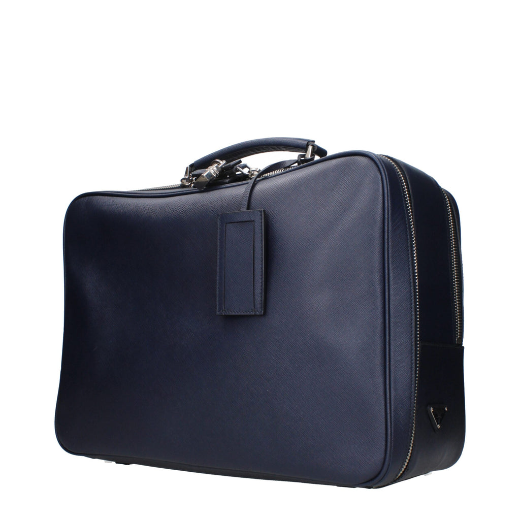 Prada Blue Leather Luggage And Travel