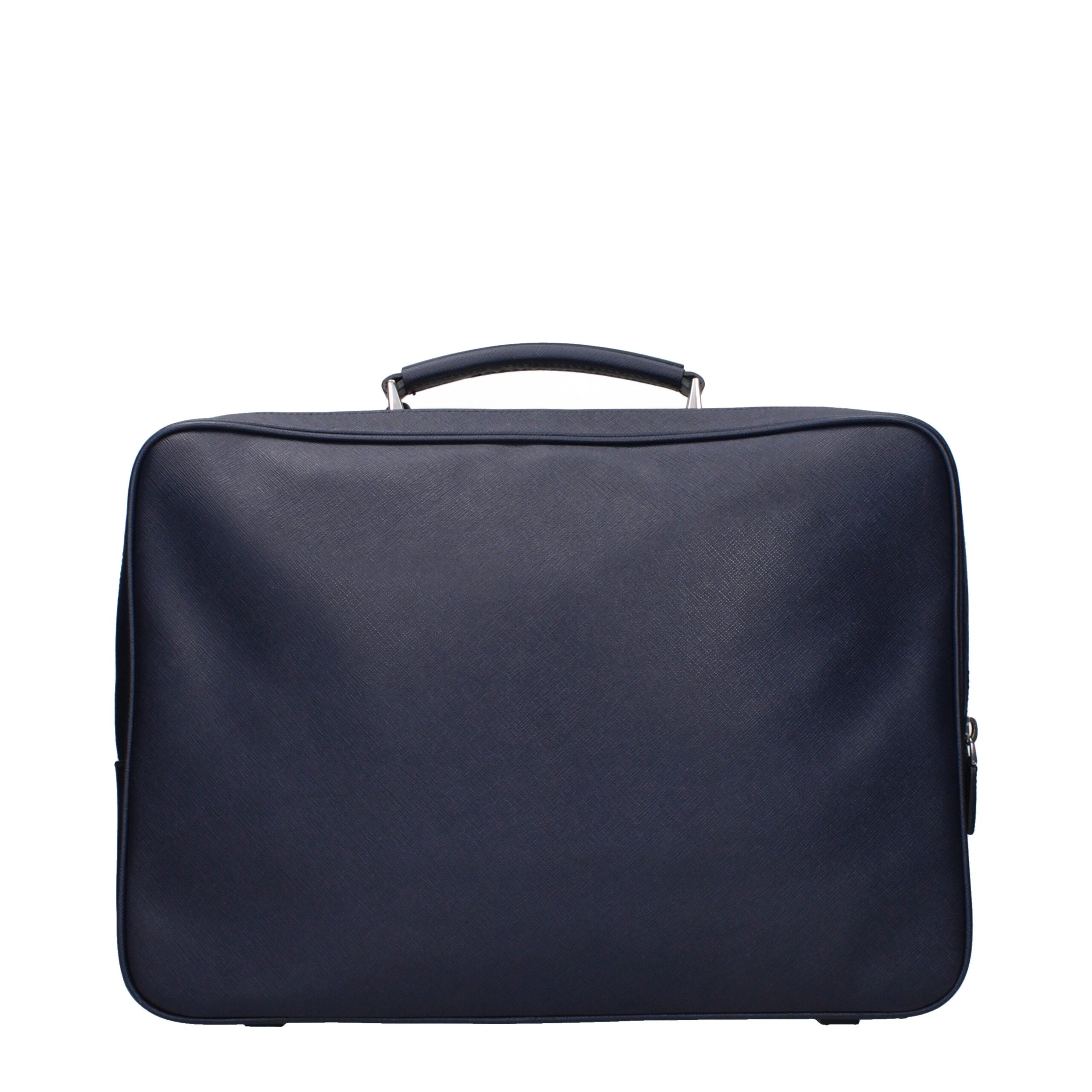 Prada Blue Leather Luggage And Travel