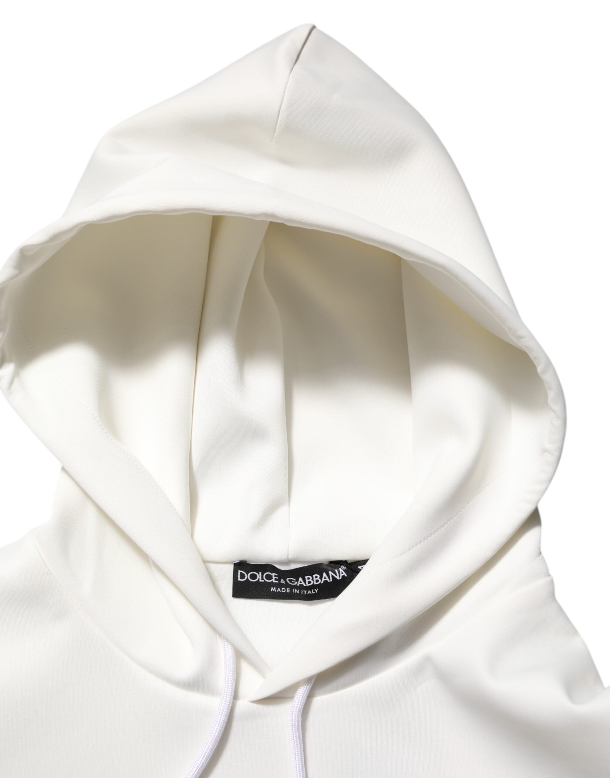 Dolce & Gabbana White Logo Hooded Men Sweatshirt  Sweater