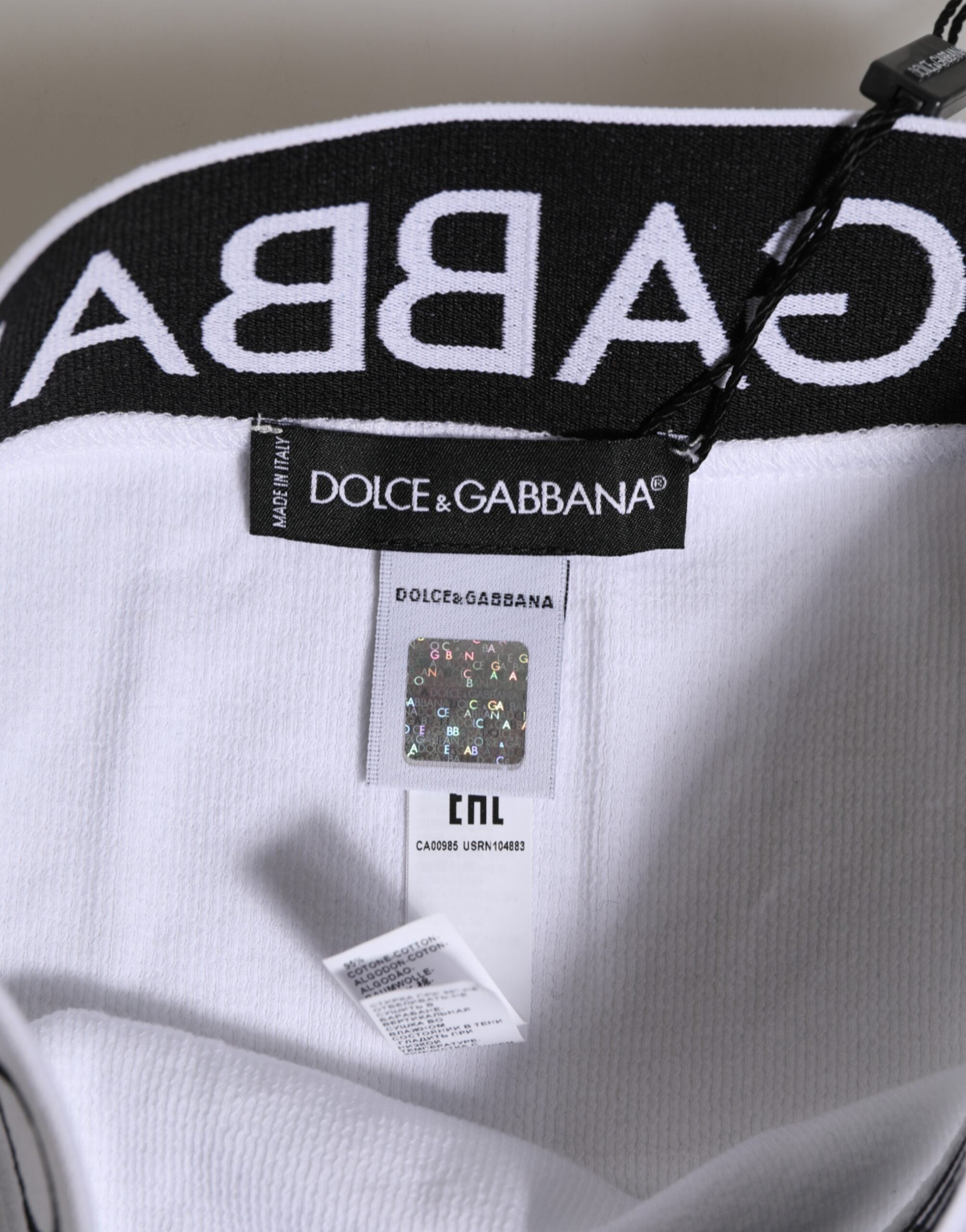Dolce & Gabbana White Cotton Stretch High Waist Panty Underwear