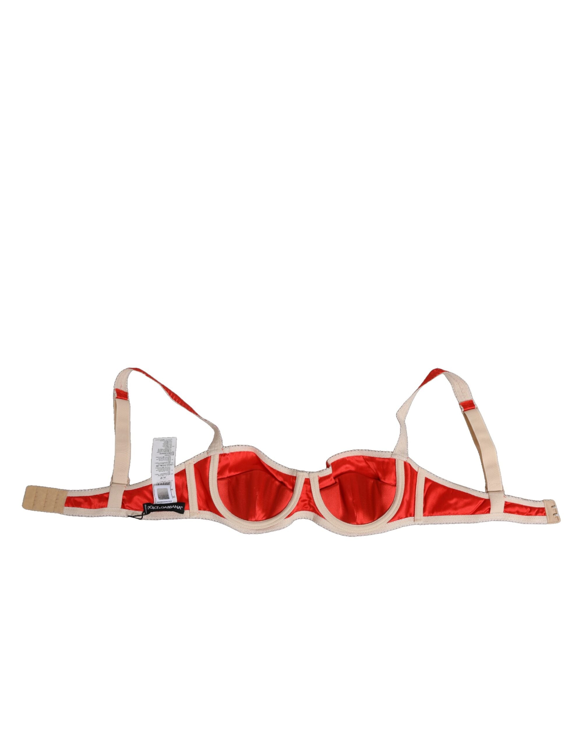 Dolce & Gabbana Red Silk Satin Underwire Bra Semi-Pad Underwear