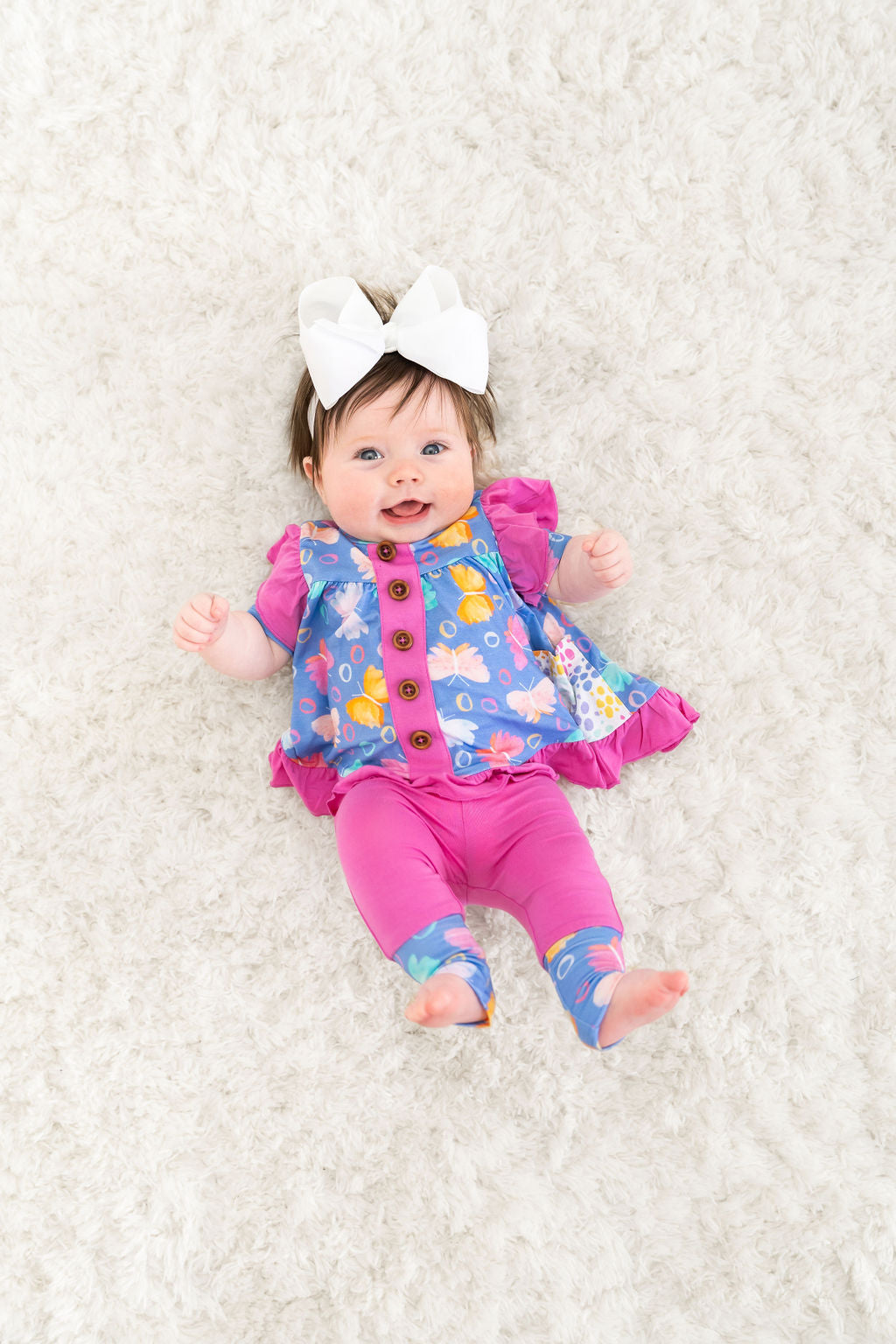 Korrie Butterflies Bamboo Short Sleeve Peplum + Legging Set