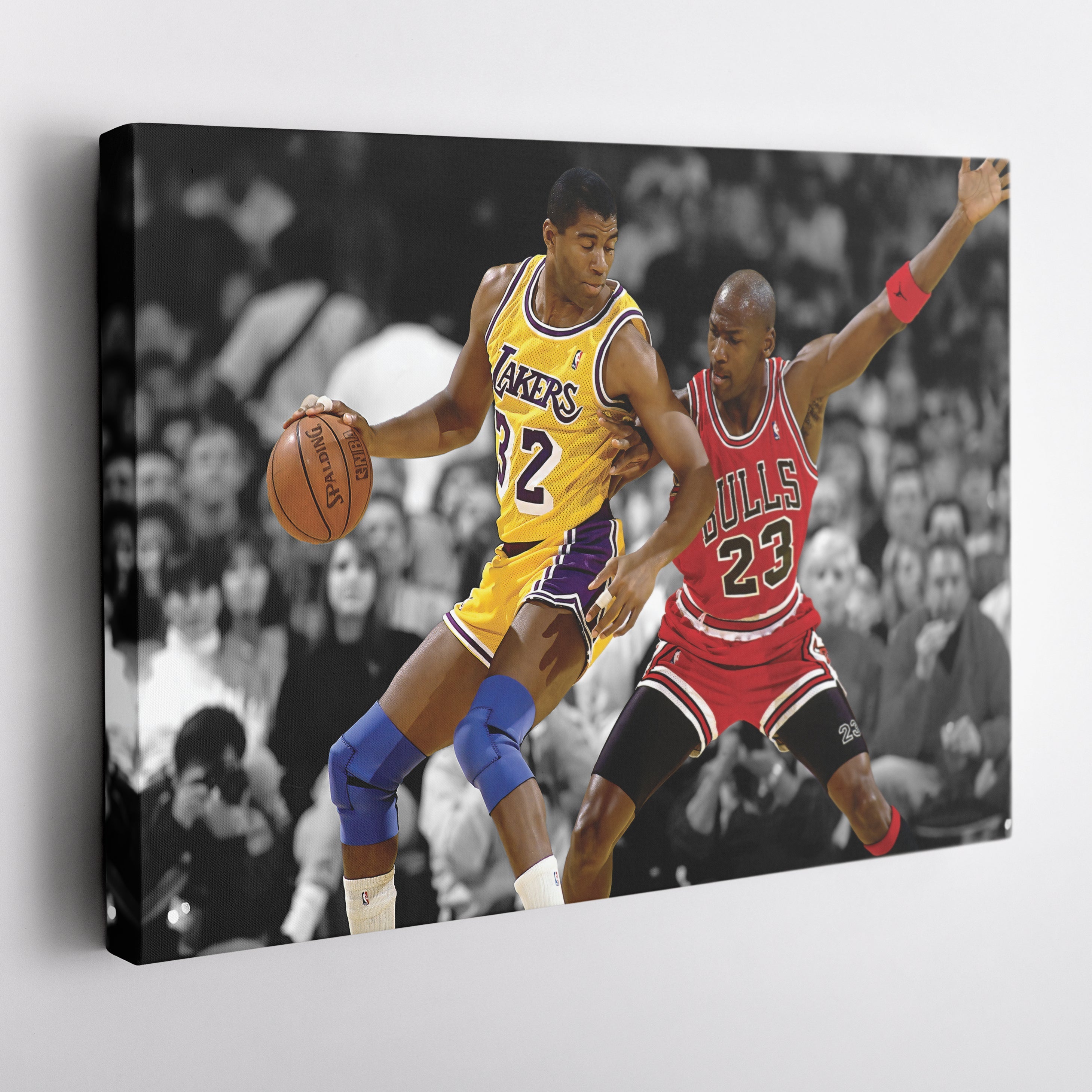 Michael Jordan & Magic Johnson Canvas – Bulls Lakers Basketball Wall Art for Home