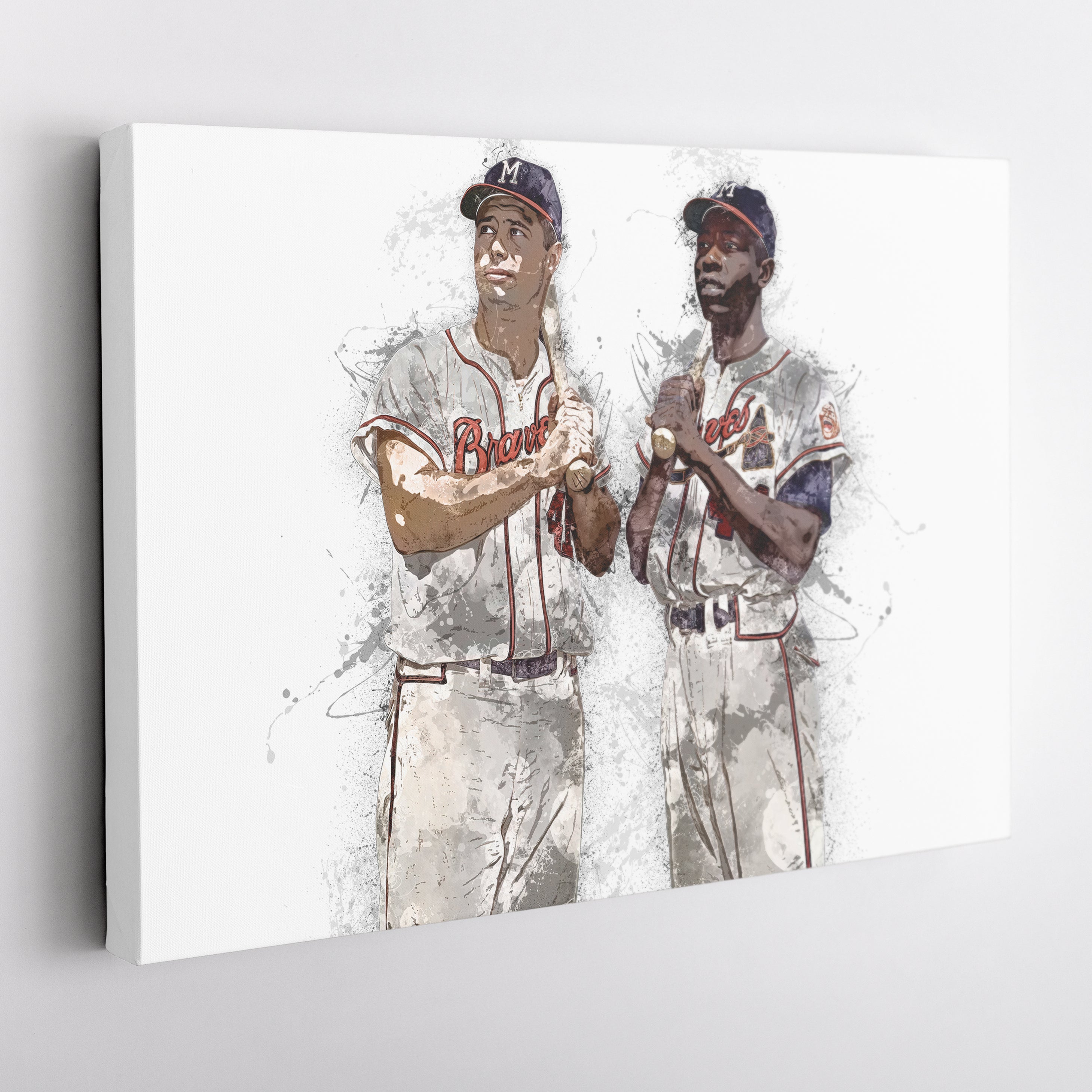 Hank Aaron & Eddie Mathews Canvas Art – Milwaukee Braves Wall Decor