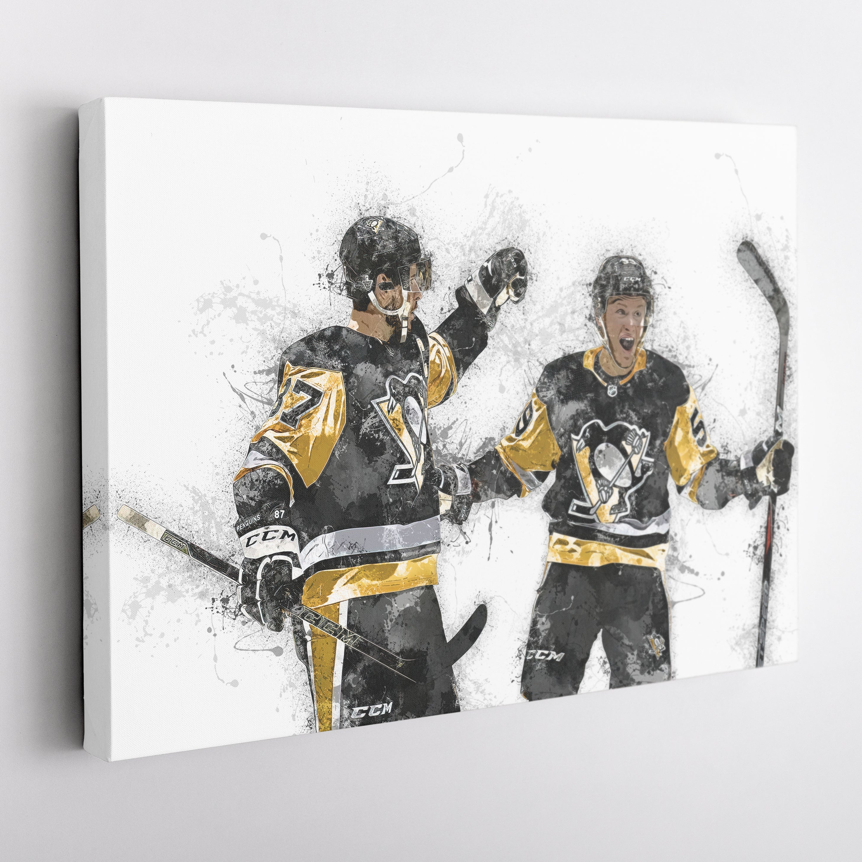Sidney Crosby & Jake Guentzel Canvas Art – Pittsburgh Penguins Wall Decor