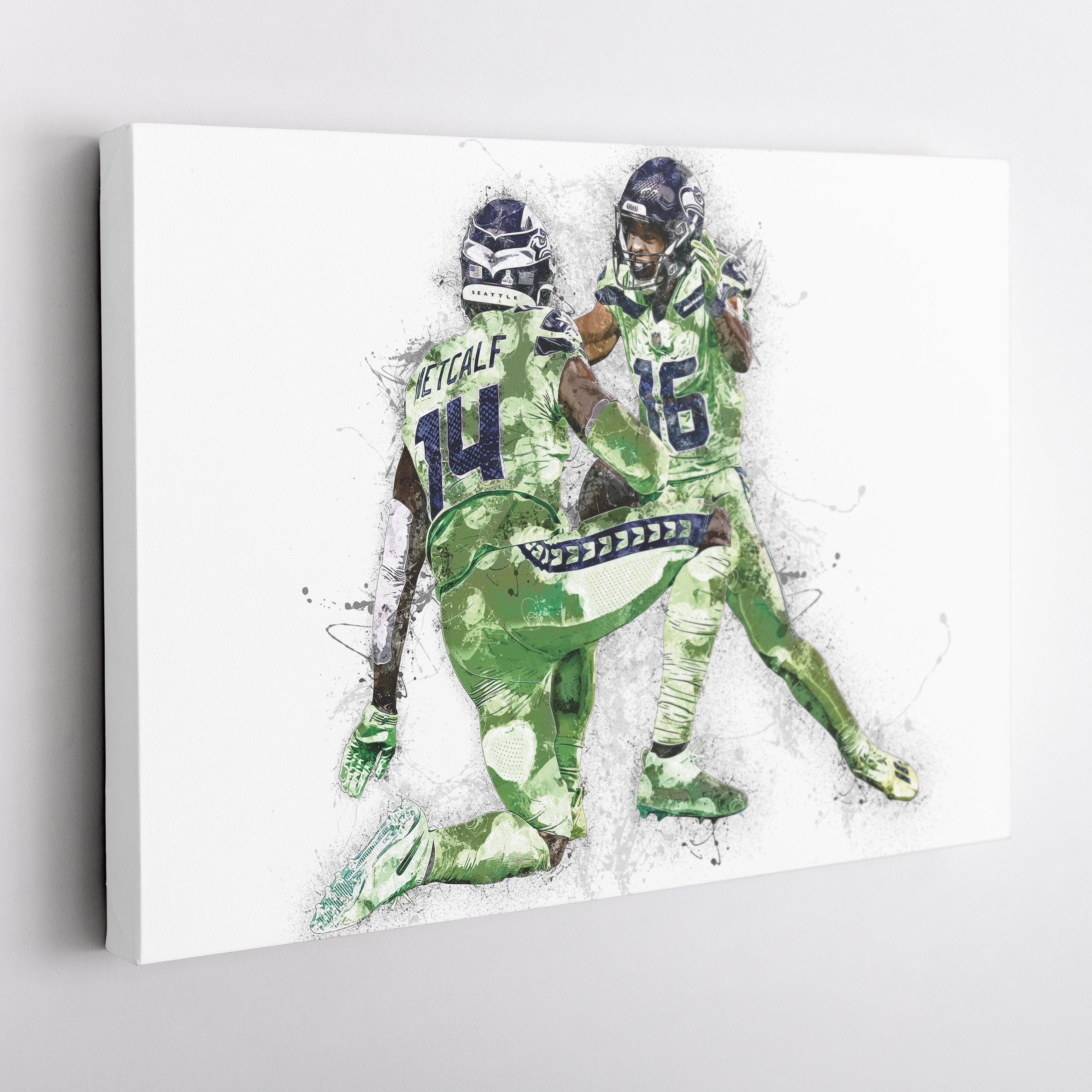 DK Metcalf & Tyler Lockett Canvas Art – Seattle Seahawks Wall Decor