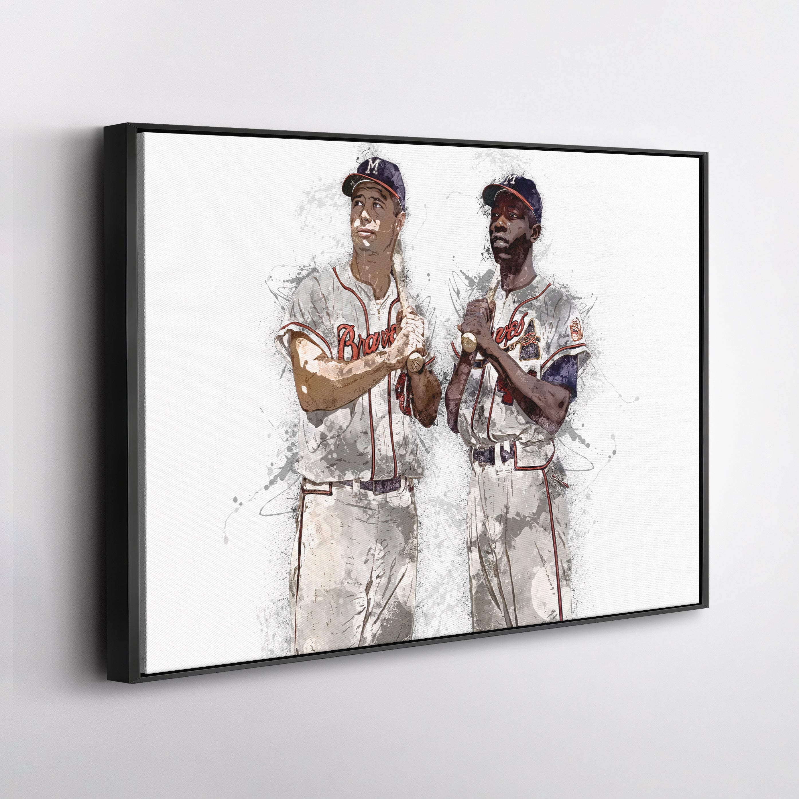 Hank Aaron & Eddie Mathews Canvas Art – Milwaukee Braves Wall Decor