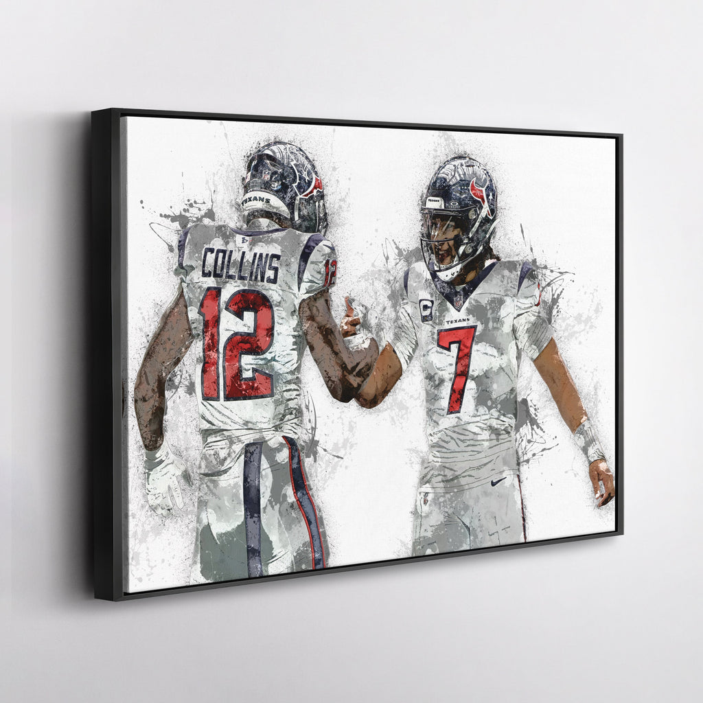 CJ Stroud & Nico Collins Canvas Art – Houston Texans Wall Decor