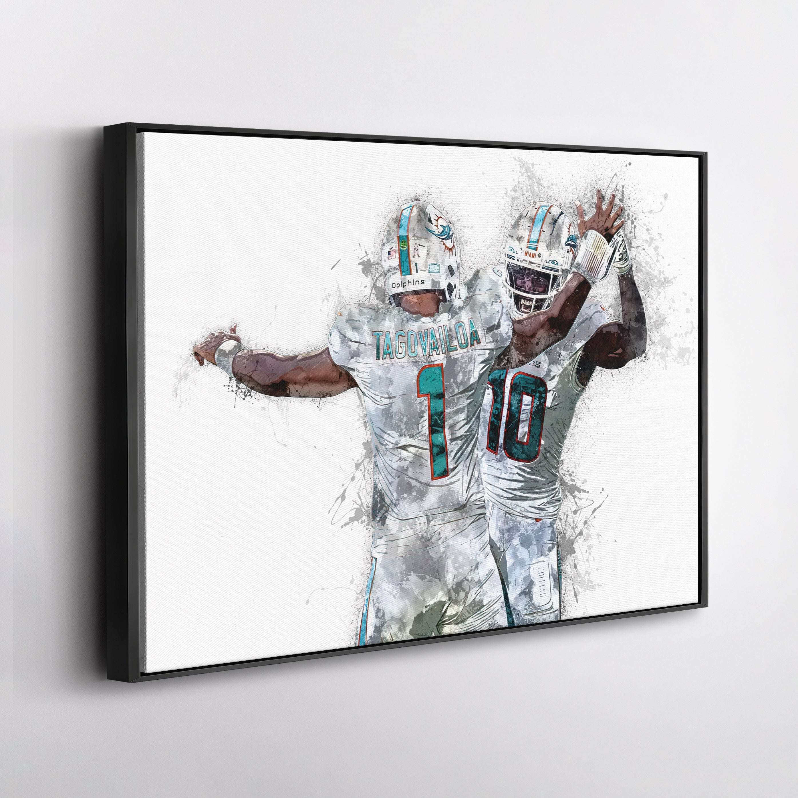 Tua Tagovailoa & Tyreek Hill Canvas Art – Miami Dolphins Wall Decor