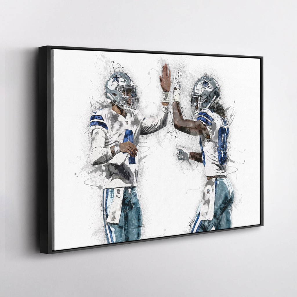 Dak Prescott & CeeDee Lamb Canvas Art – Dallas Cowboys Wall Decor