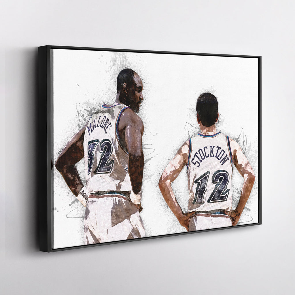 John Stockton & Karl Malone Canvas Art – Utah Jazz Wall Decor
