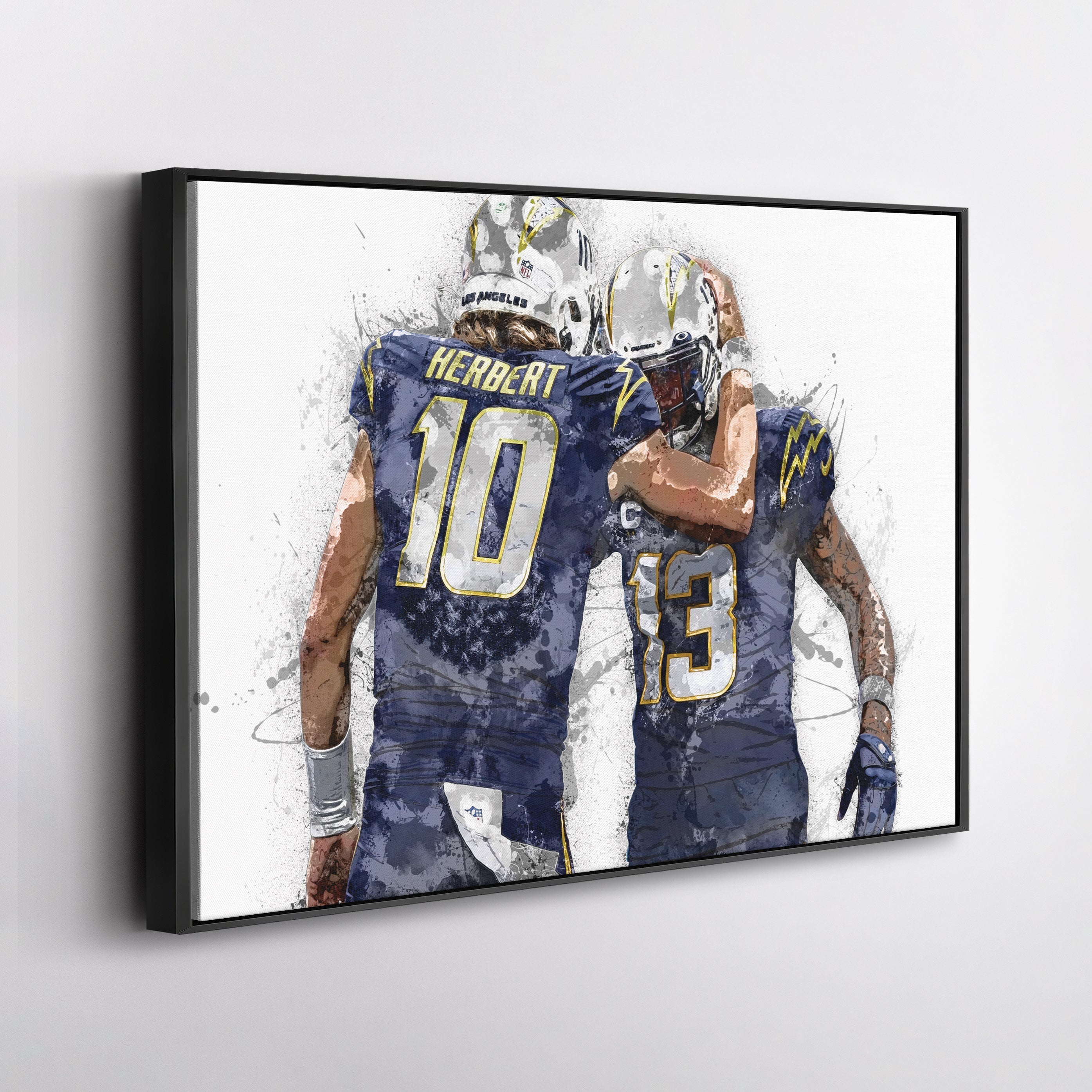 Justin Herbert & Keenan Allen Canvas Art – Los Angeles Chargers Wall Decor