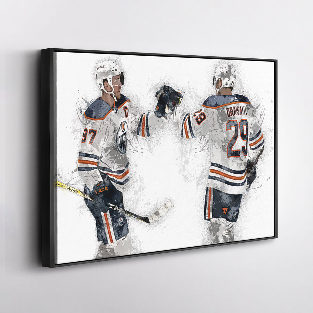 Connor McDavid & Leon Draisaitl Canvas Art – Edmonton Oilers Wall Decor