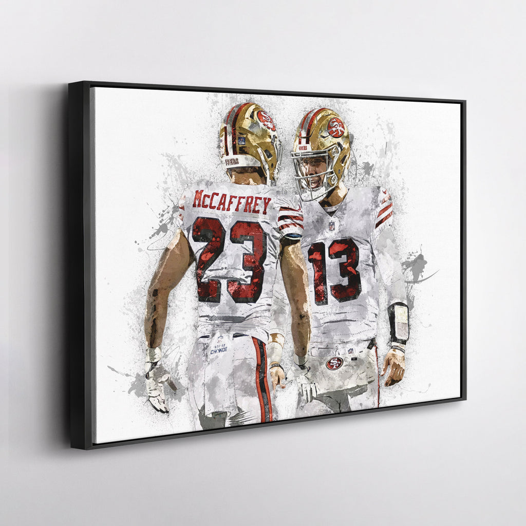 Christian McCaffrey & Brock Purdy Canvas Art – San Francisco 49ers Wall Decor