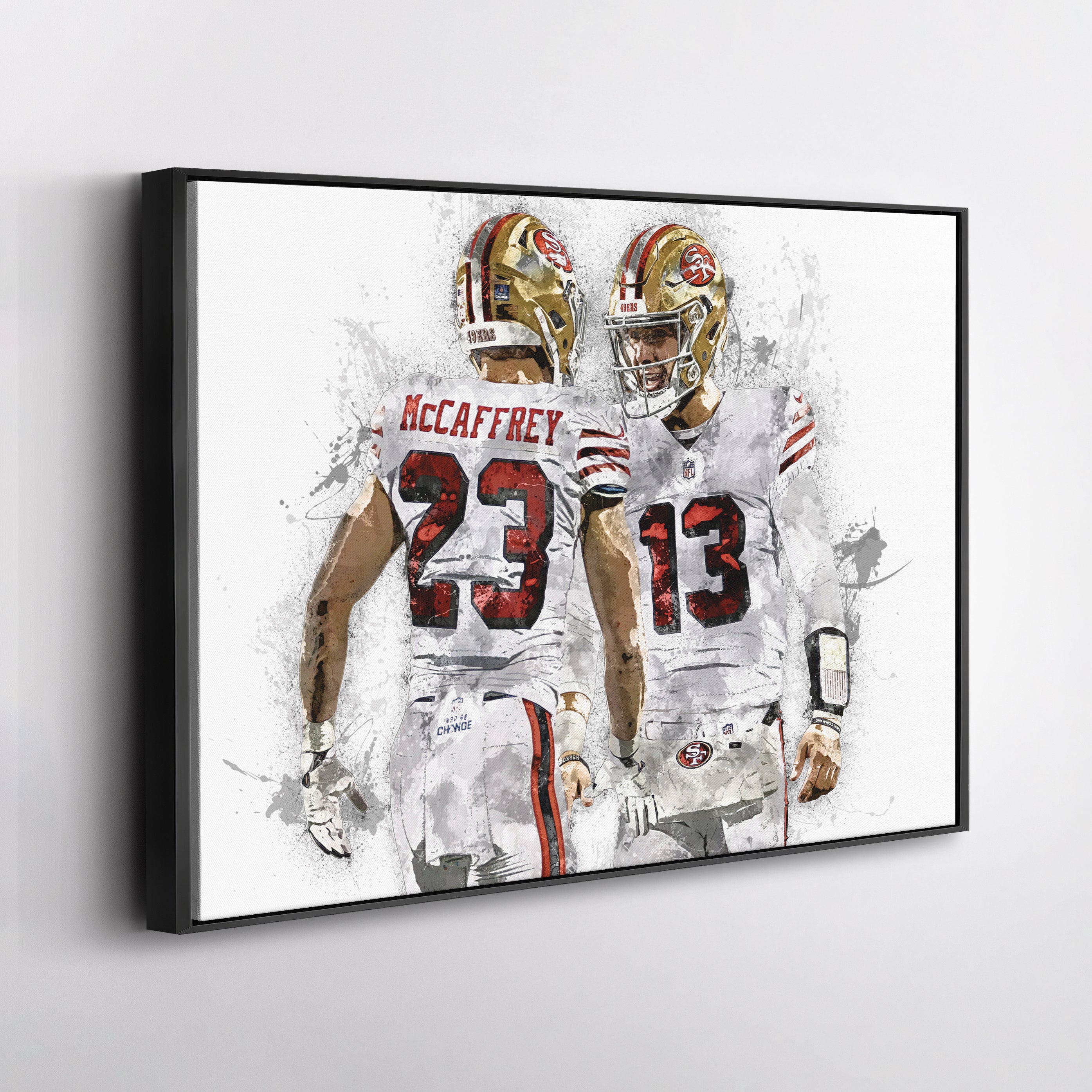 Christian McCaffrey & Brock Purdy Canvas Art – San Francisco 49ers Wall Decor