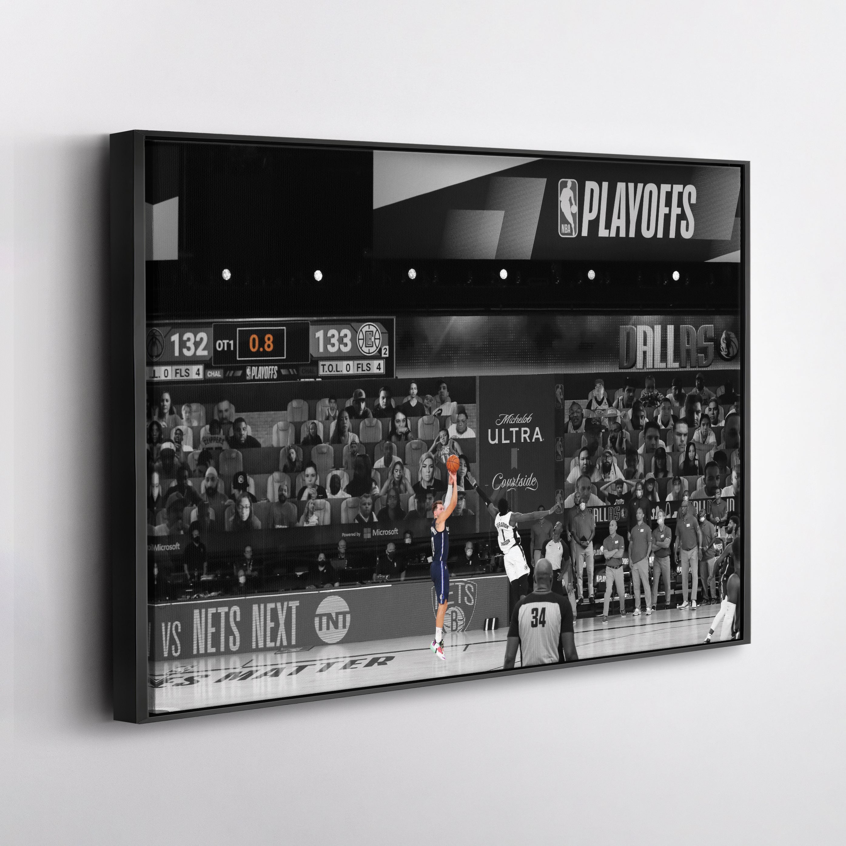 Luka Doncic Canvas Art – Mavericks Buzzer Beater Decor
