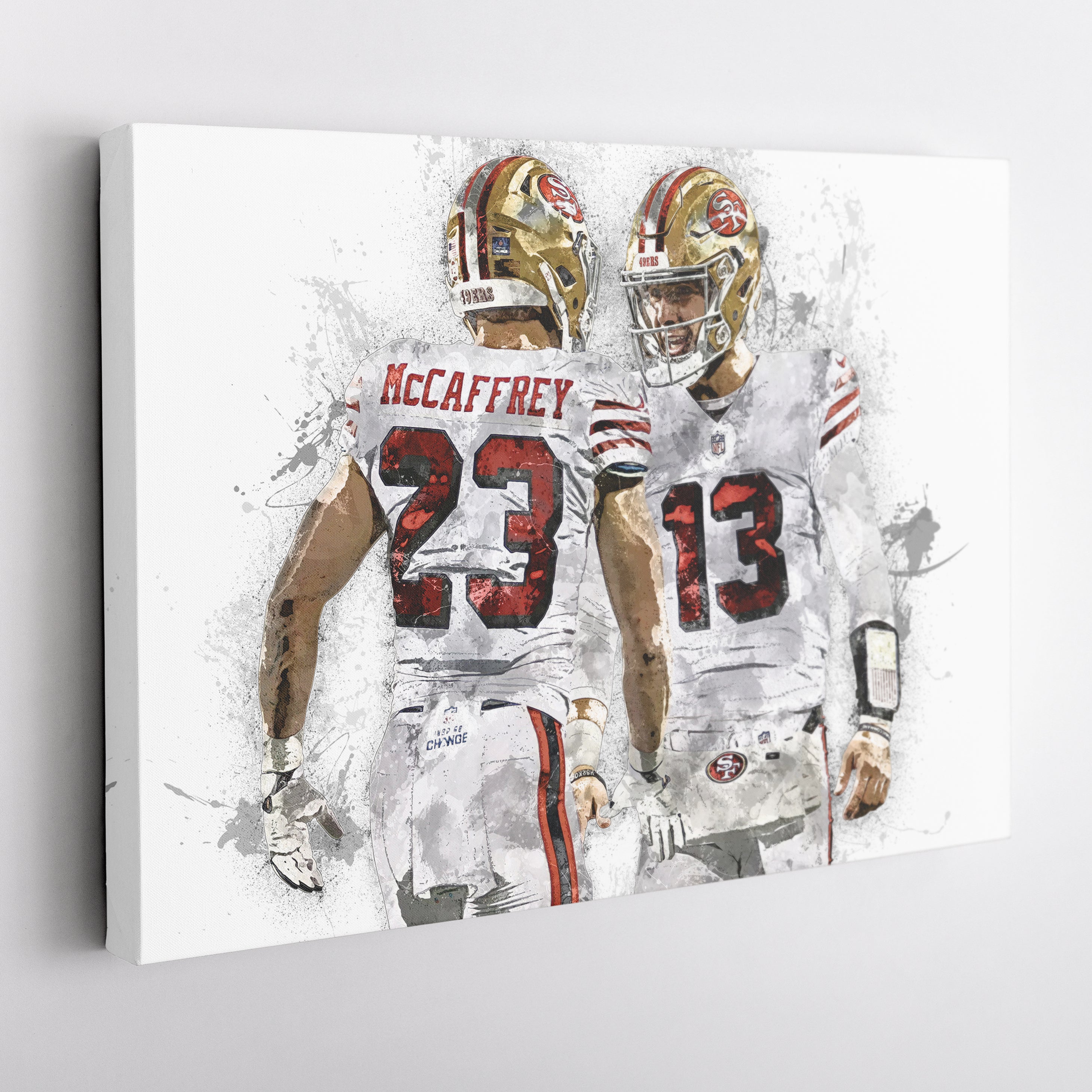 Christian McCaffrey & Brock Purdy Canvas Art – San Francisco 49ers Wall Decor