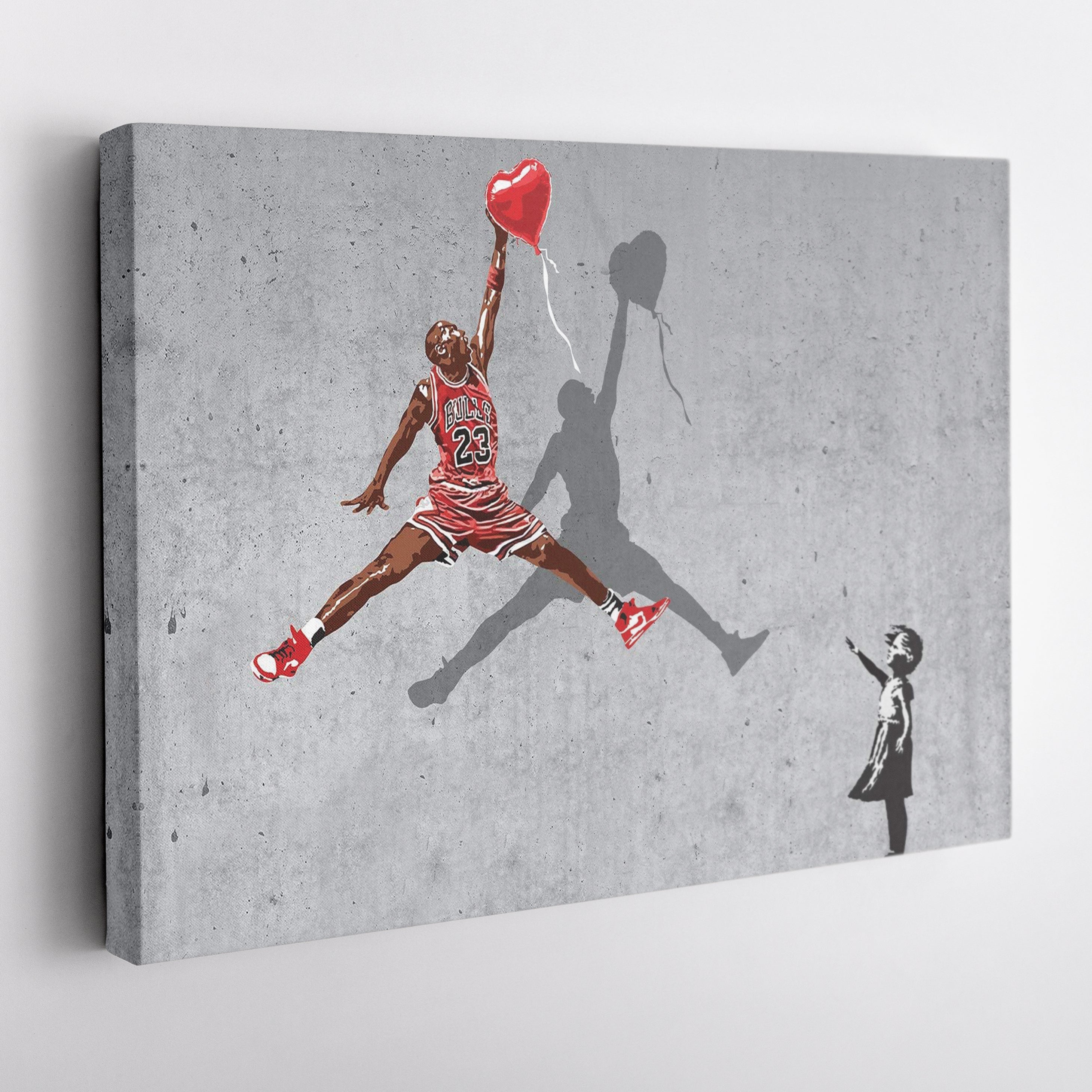 Michael Jordan Banksy Balloon Girl Canvas Art - NBA Street Art Decor