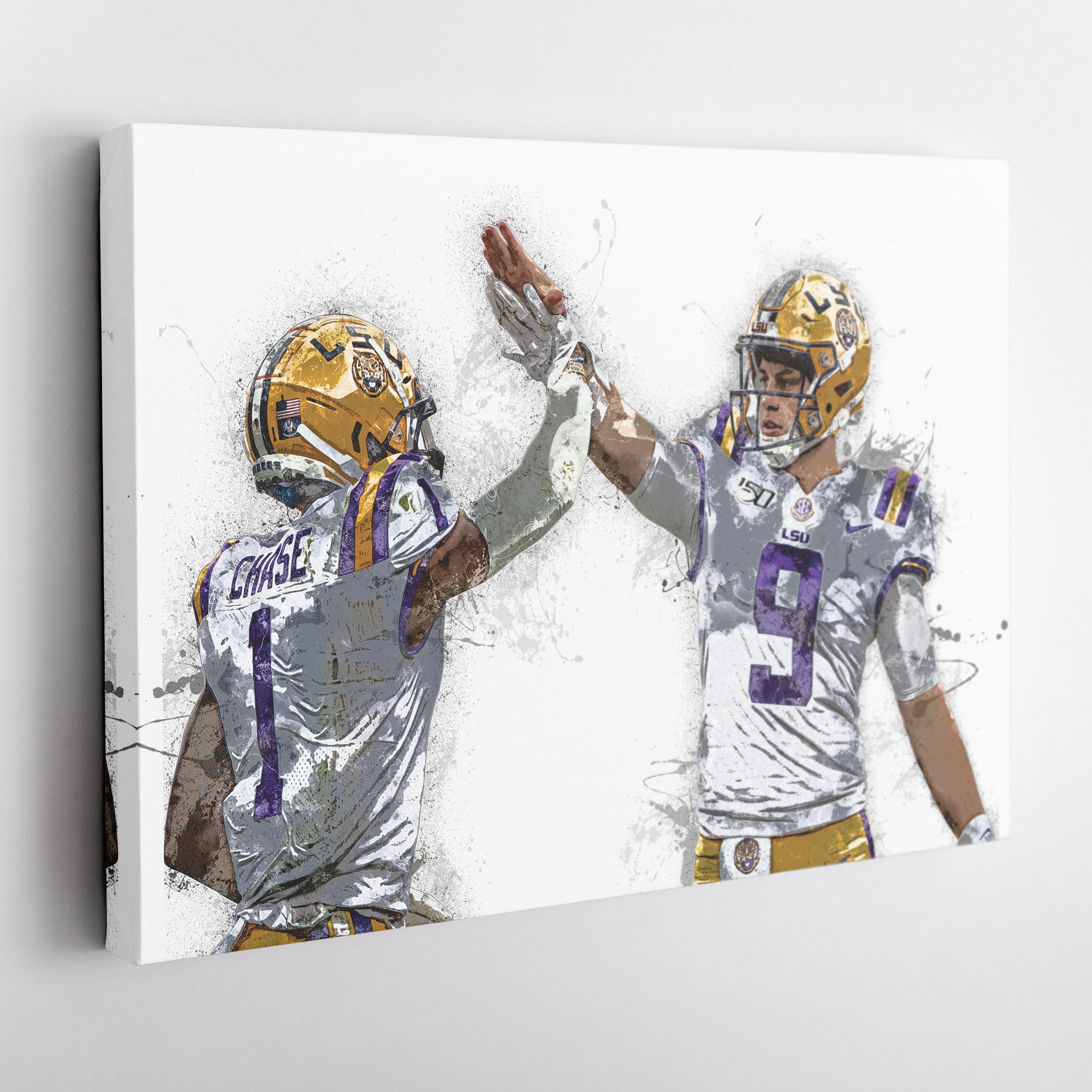 Joe Burrow & Ja'Marr Chase Canvas Art – LSU Tigers Wall Decor