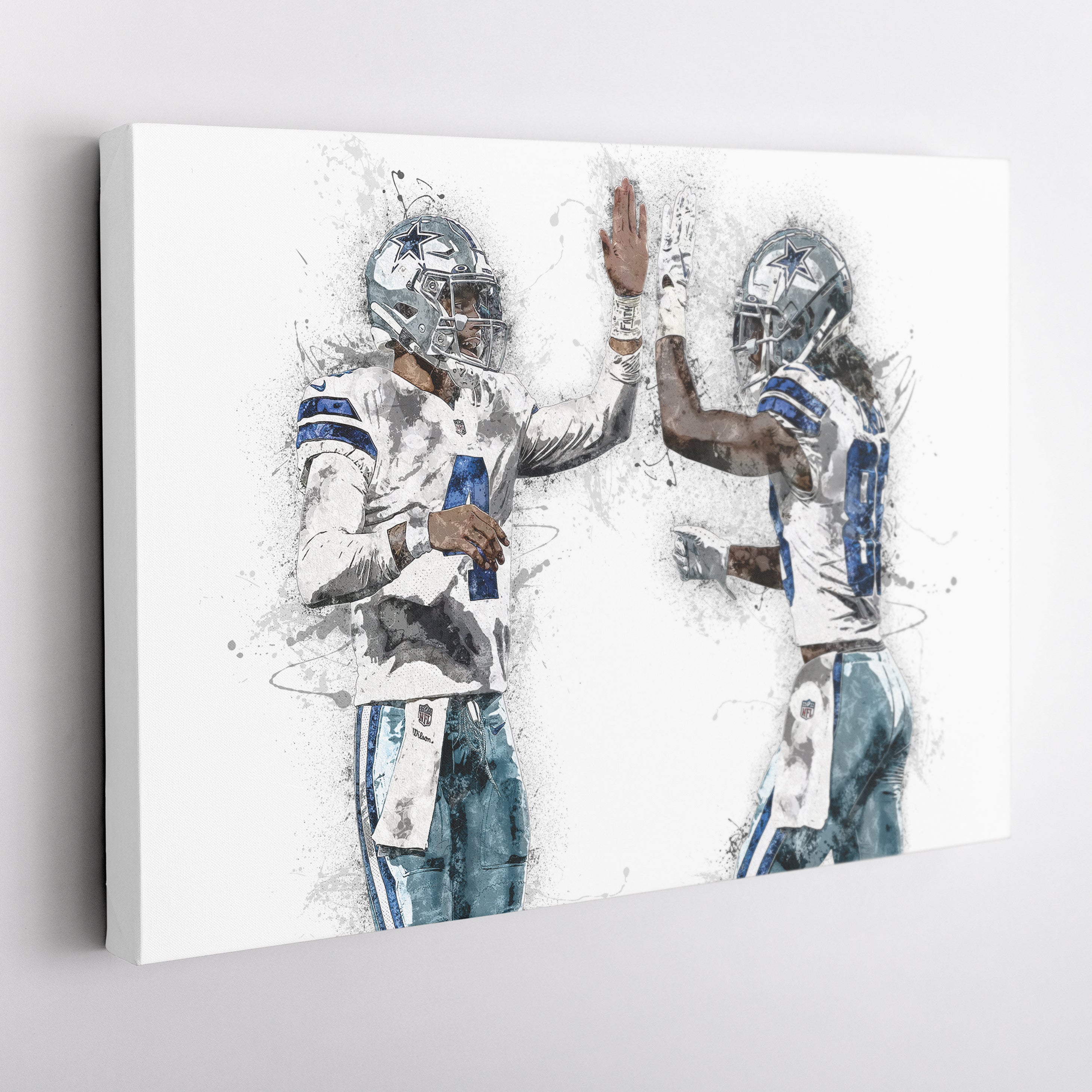 Dak Prescott & CeeDee Lamb Canvas Art – Dallas Cowboys Wall Decor