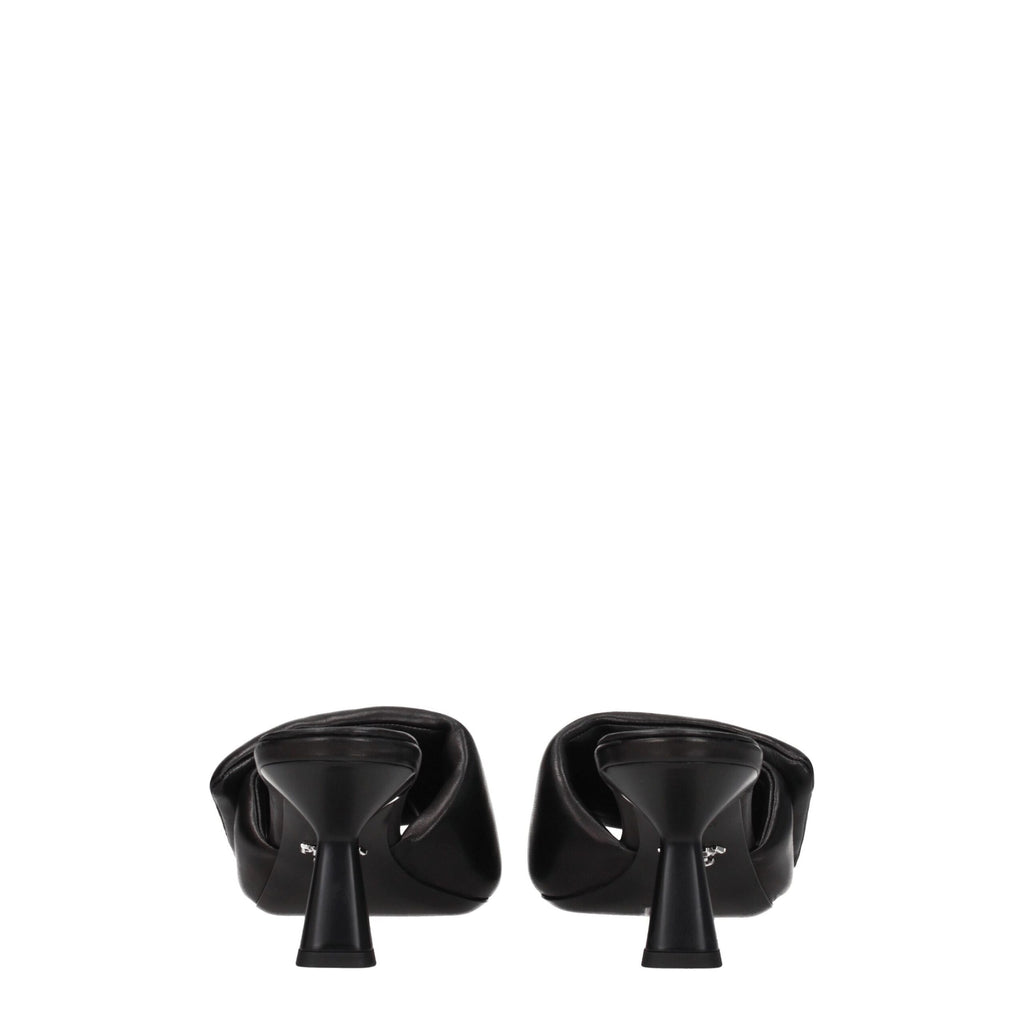 Prada Black Leather Platform Sandals