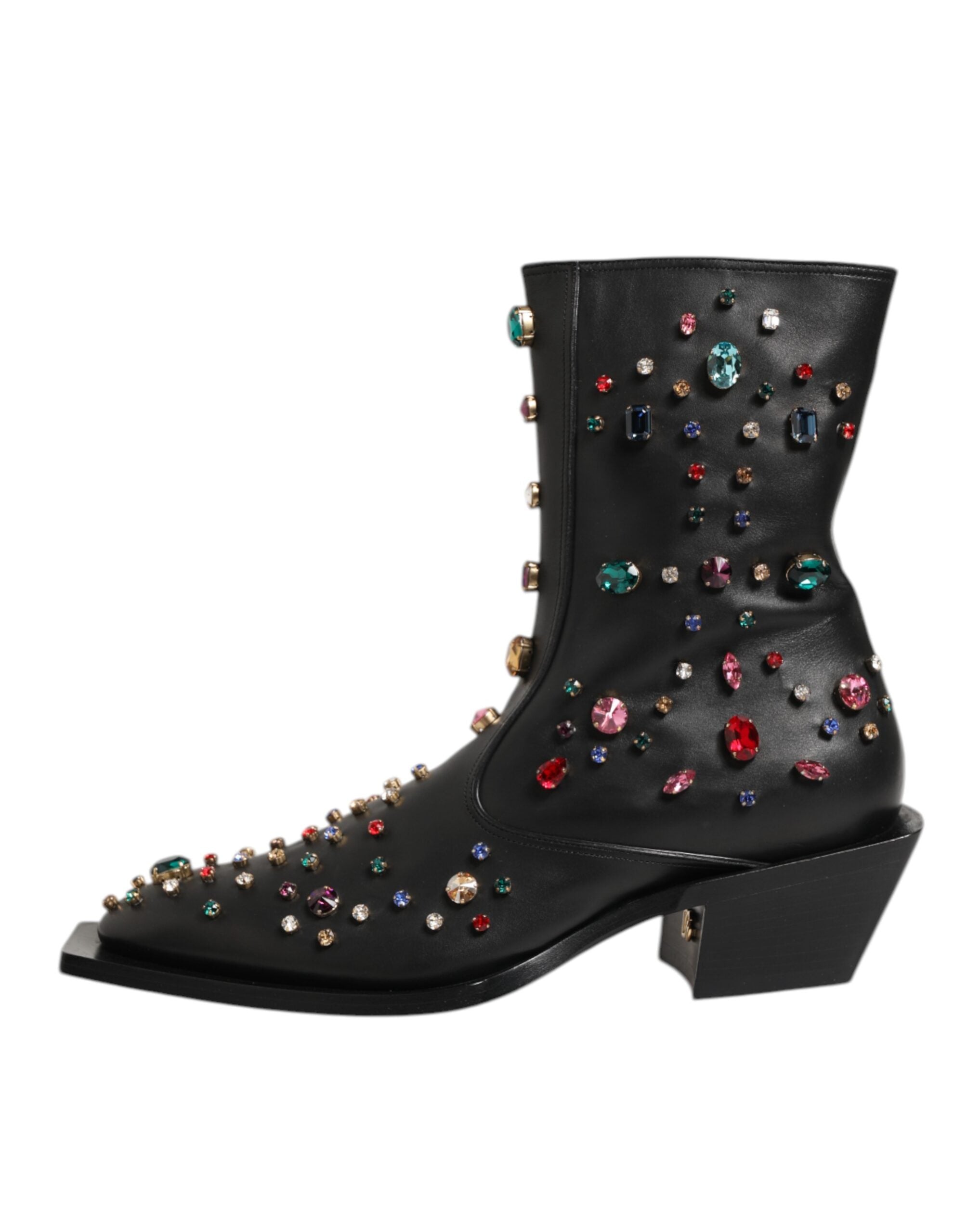 Dolce & Gabbana Black Crystal Embellished Men Short Boots Shoes