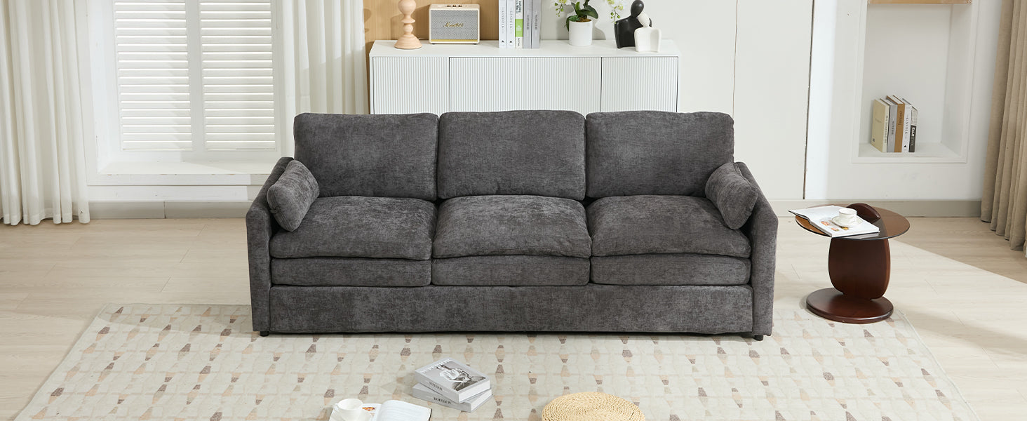 89'  Cozy Upholstered 3-seater Sofa Oversized Comfy Cloud Sofa Double Cushion 3-seater Sofa Plush Cushion Sofa Couch for Living Room, Grey