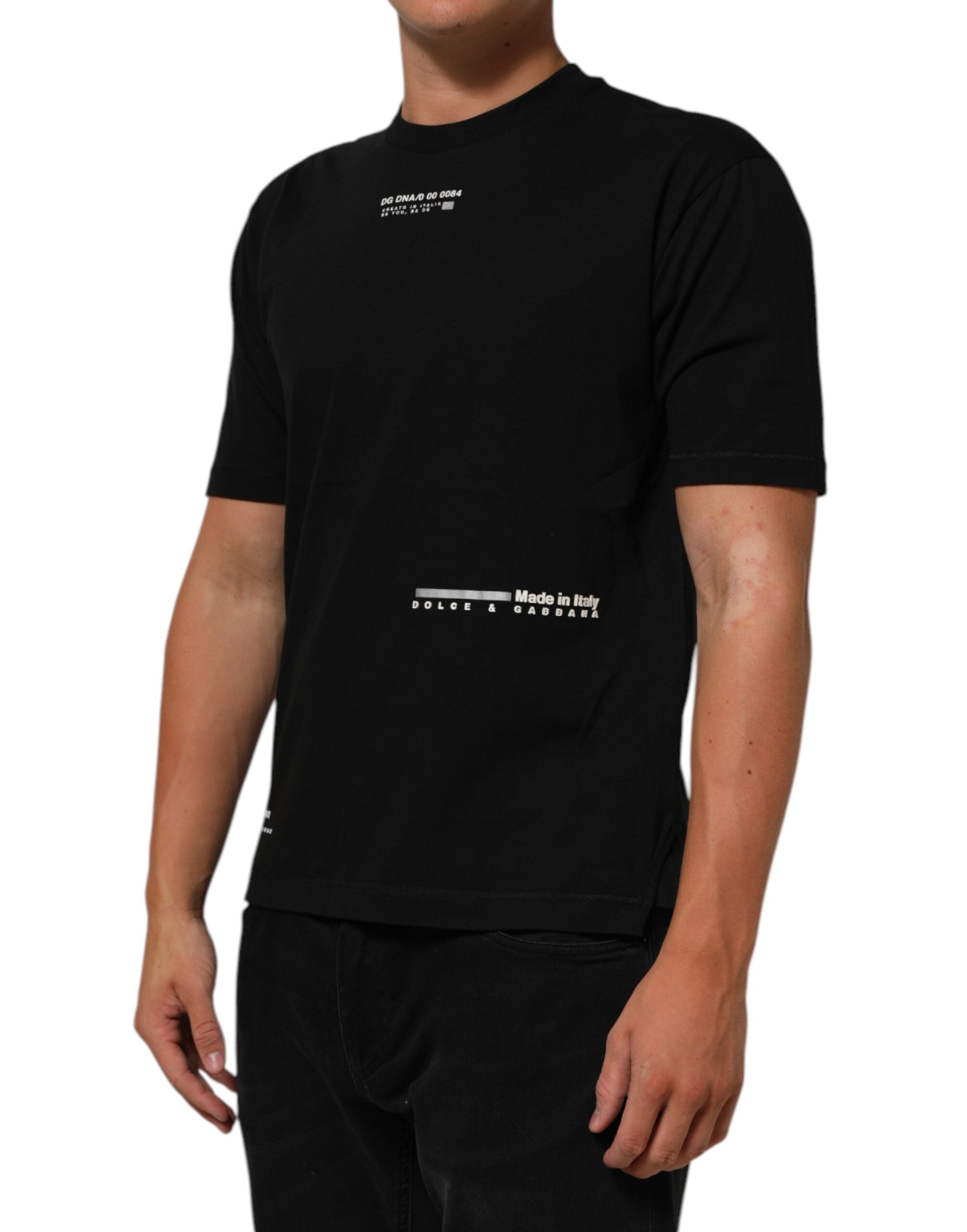 Dolce & Gabbana Black Statement Cotton Men Crew Neck T-shirt