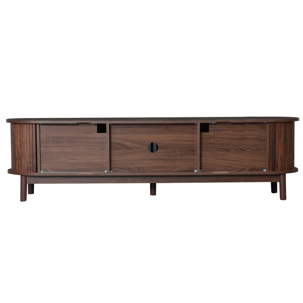 Modern Farmhouse TV Stand for 75' TVs, Wood Entertainment Center with Storage Cabinet, TV Console Table for Living Room, Bedroom