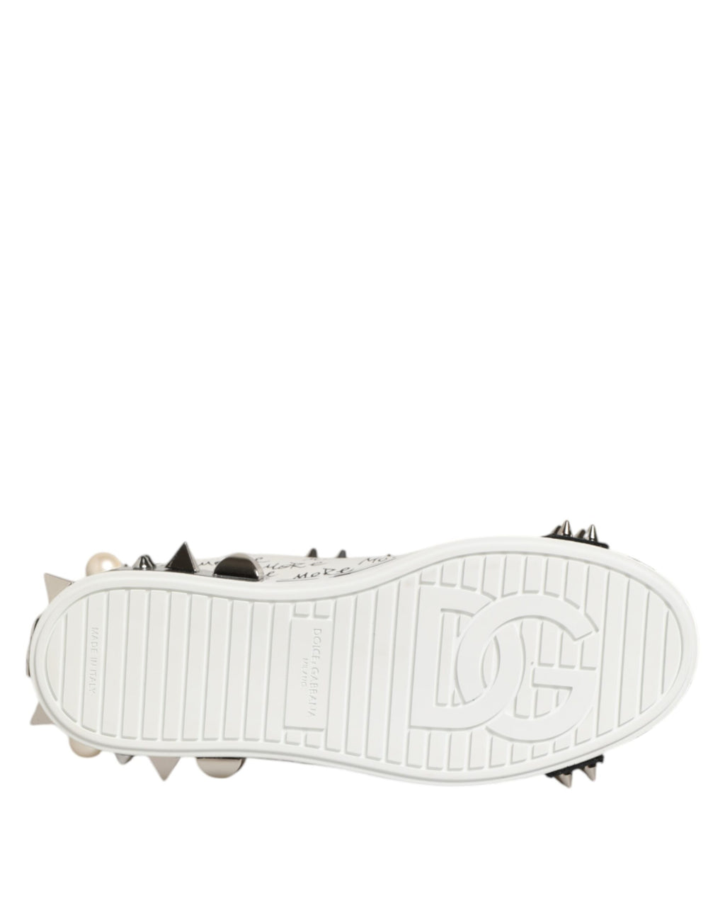 Dolce & Gabbana Black White Studded Low Top Sneakers Shoes