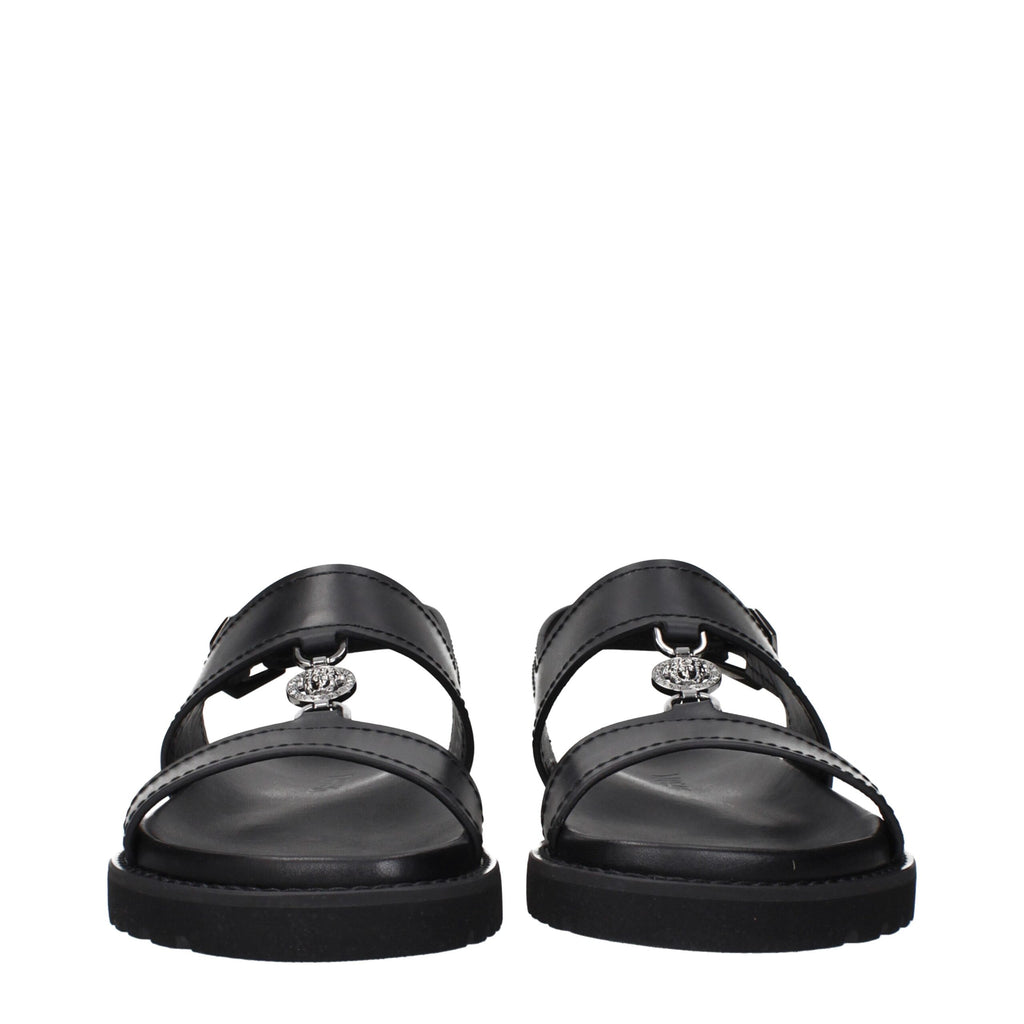 Versace Black Leather Sandals