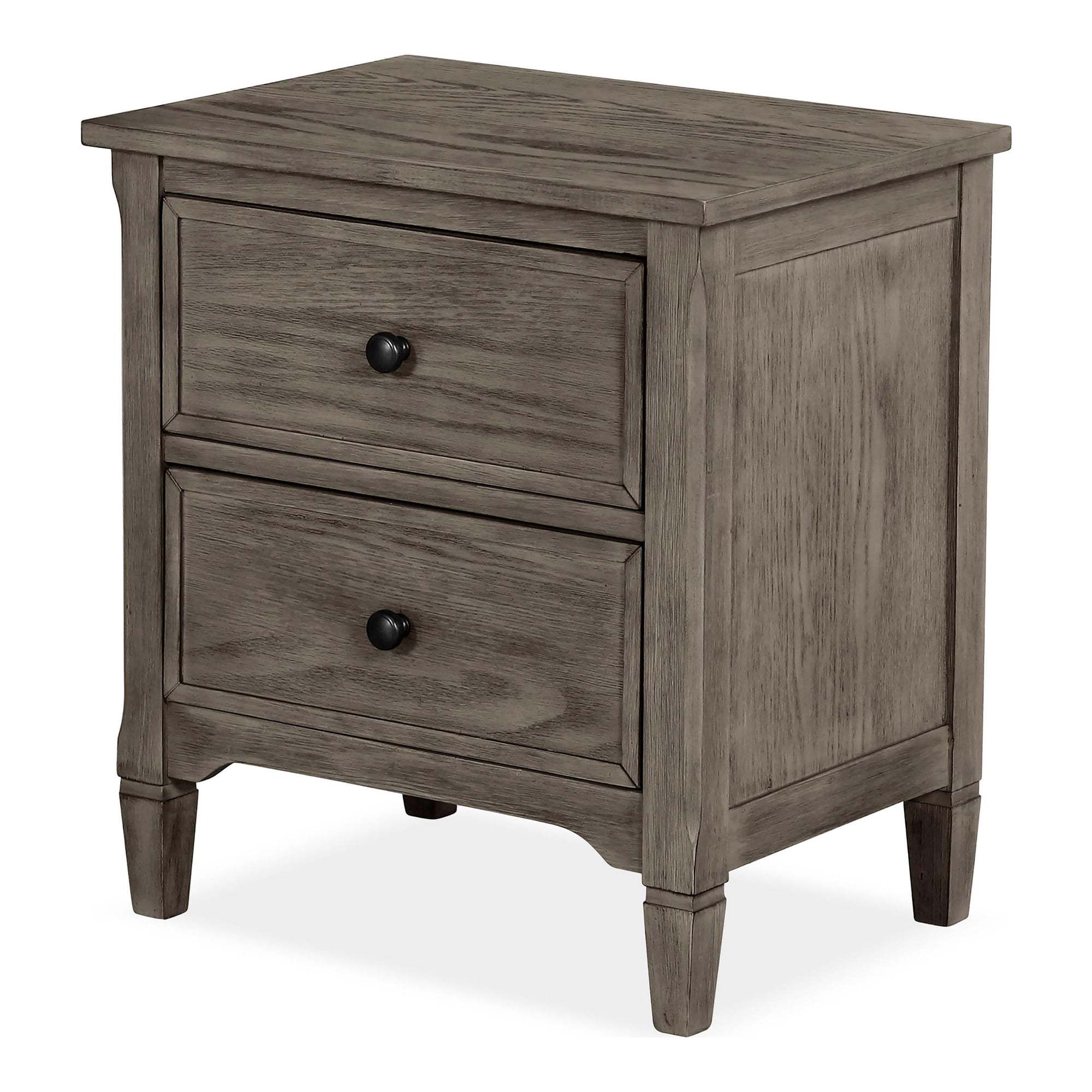 Transitional Full Size Bed w Trundle 2x Nightstands Warm Gray Bedroom Furniture Wood Grain Texture 3pc Set