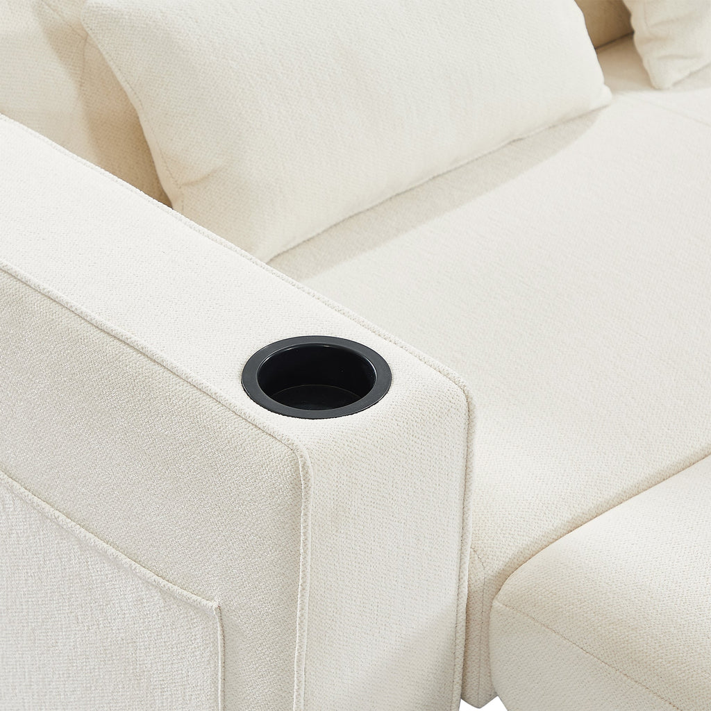 61.4' Pull-out Sofa Bed Convertible Couch Loveseat Sofa Modern Sleeper Sofa with Adjustable Backrest for Living Room, Beige