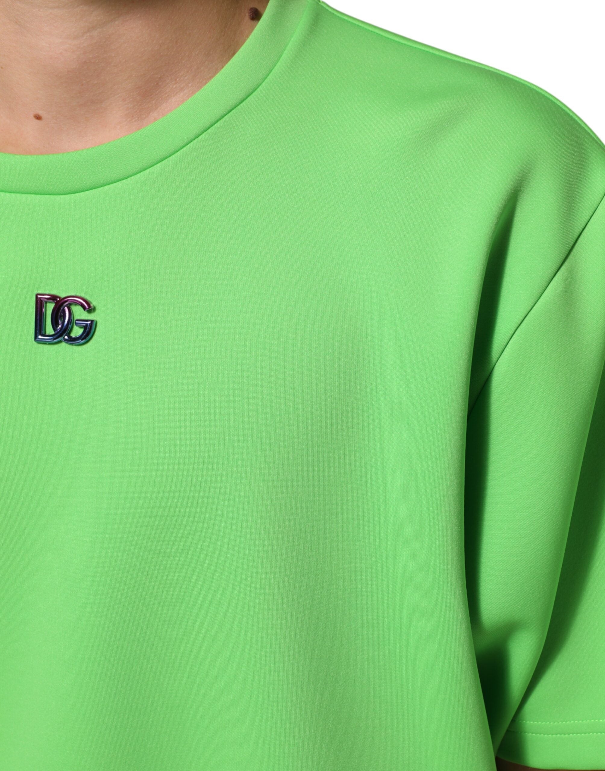 Dolce & Gabbana Green Logo Crew Neck Short Sleeves T-shirt