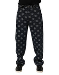 Dolce & Gabbana Blue Logo Print Straight Denim Men Jeans