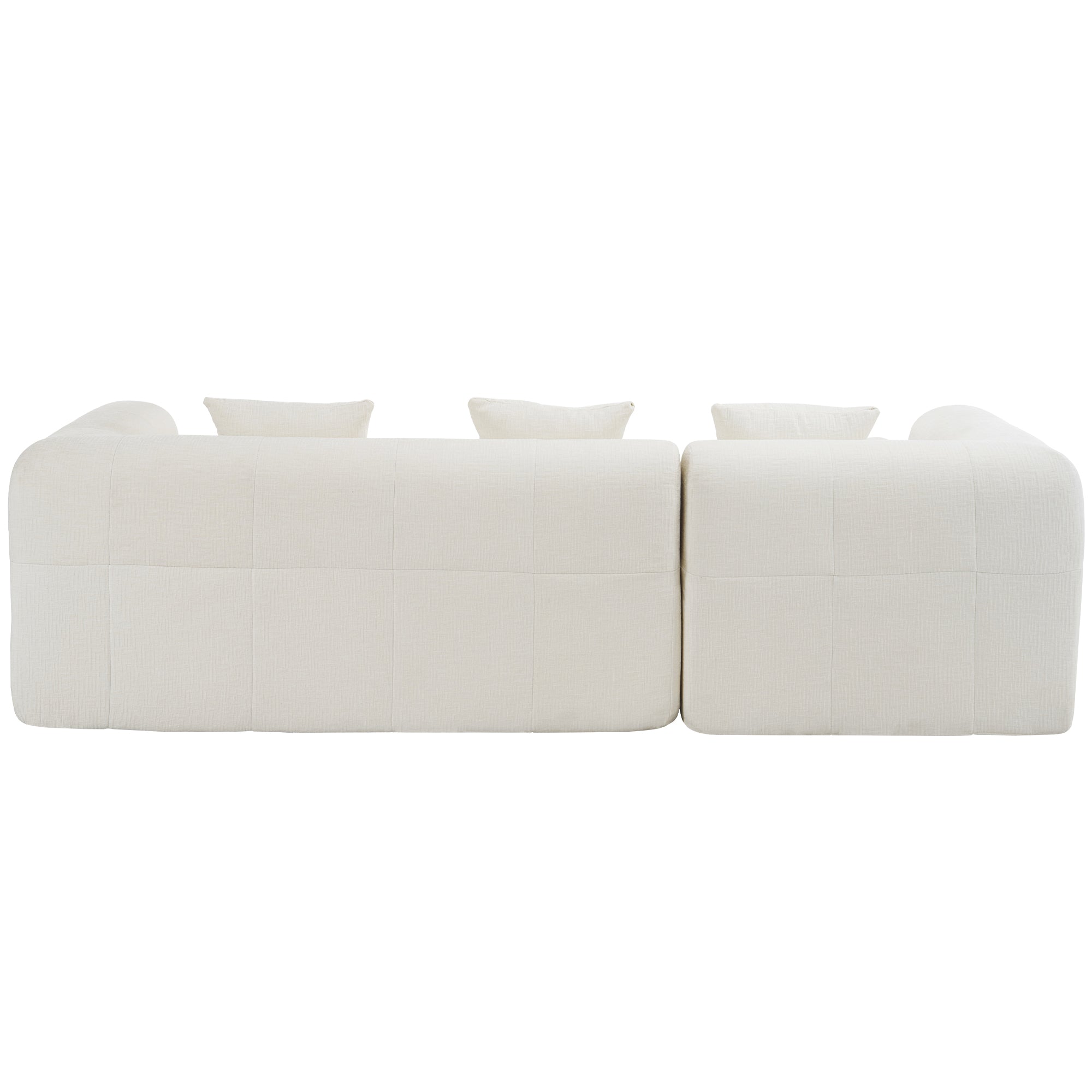 Modern Beige Modular Sectional Sofa with Deep Seating and Side Pockets, Chenille Upholstery, 101.2'