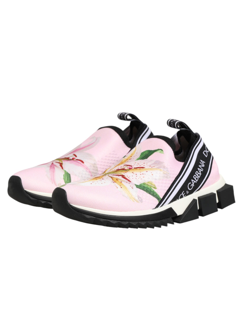 Dolce & Gabbana Pink Floral Sorrento Low Top Sneakers Shoes