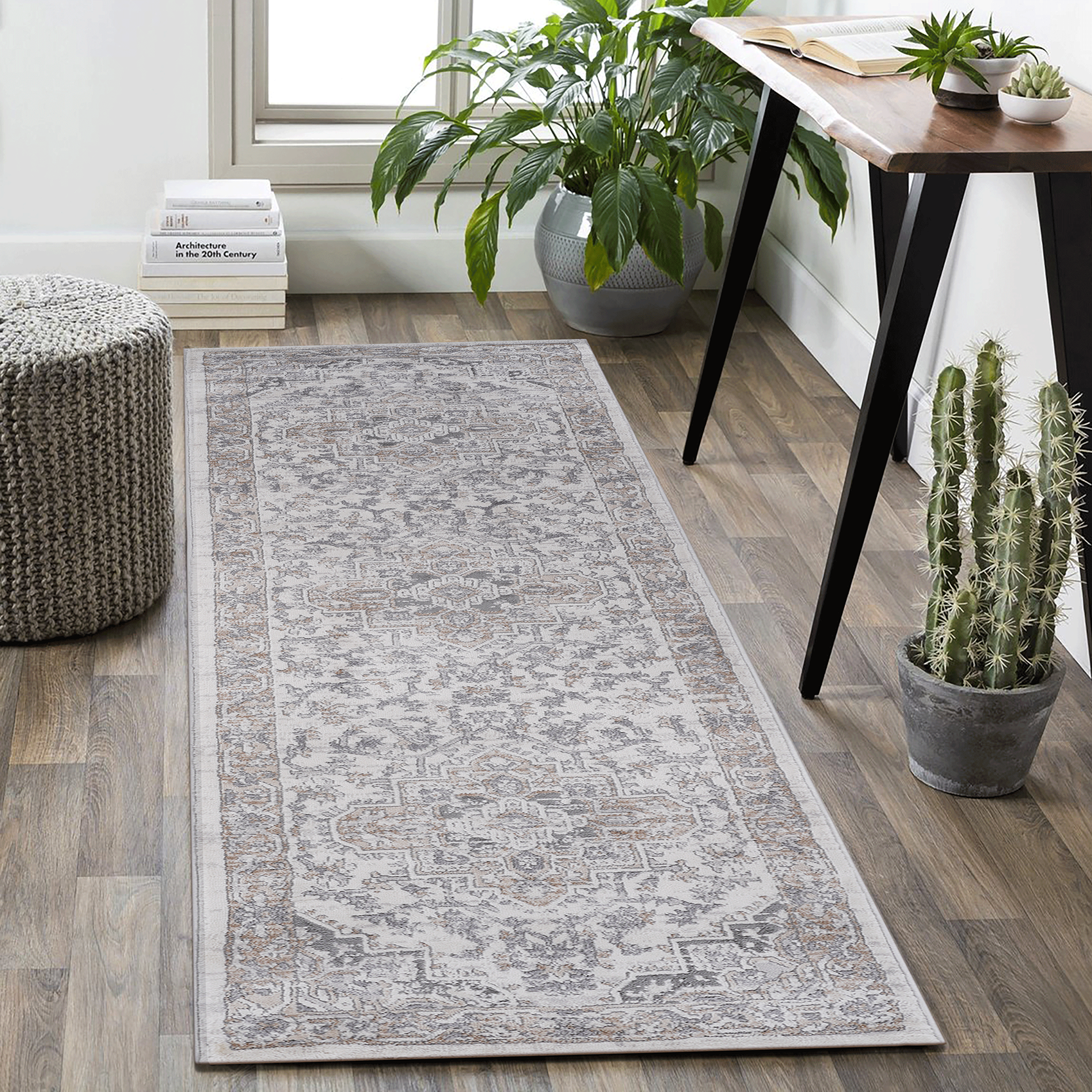 NAAR MARFI Collection 2X8 Ivory / Beige / Oriental Runner Rug