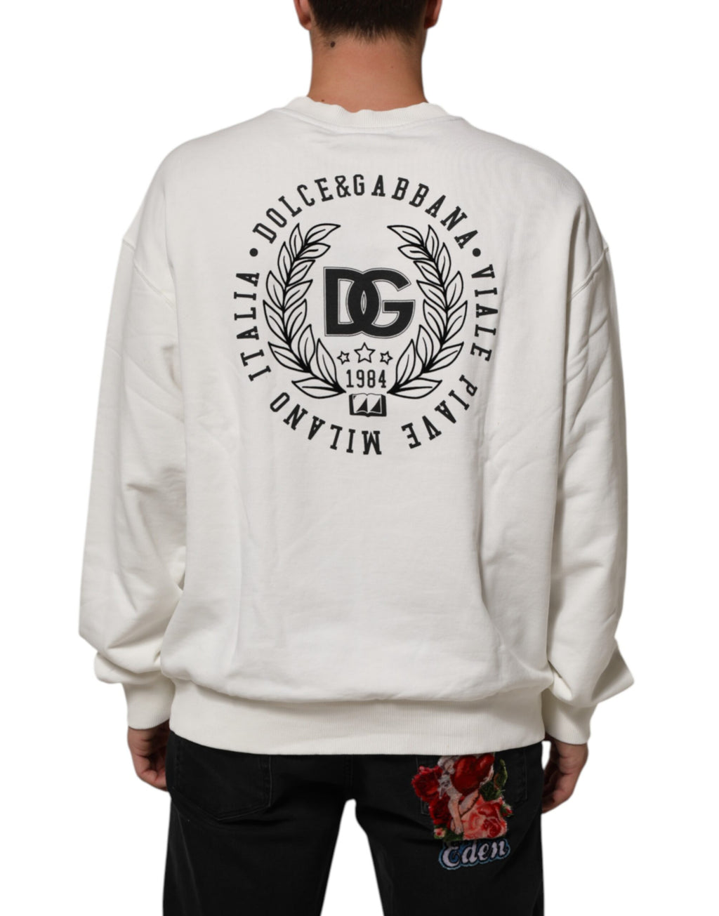 Dolce & Gabbana White DG Logo Crew Neck Sweatshirt Sweater