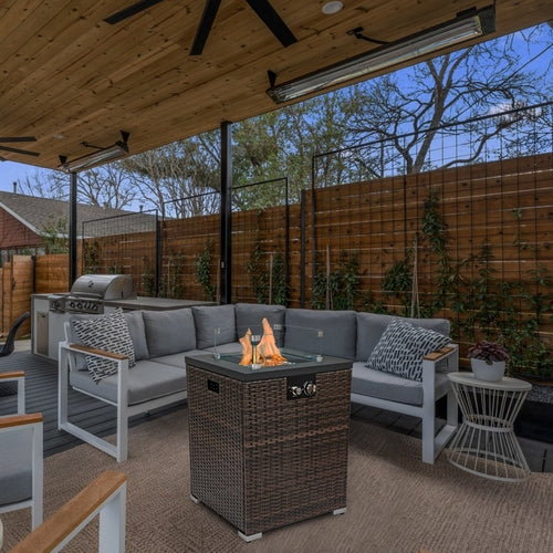 FlameHaven™ – Wicker Propane Fire Pit Column with Glass Wind Guard US