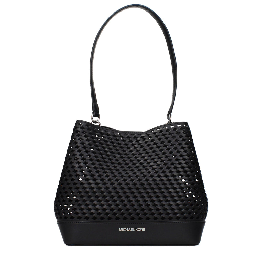 Michael Kors Black Leather Shoulder Bags