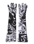 Dolce & Gabbana Gloves Black White DG Logo Elbow Length Mitten