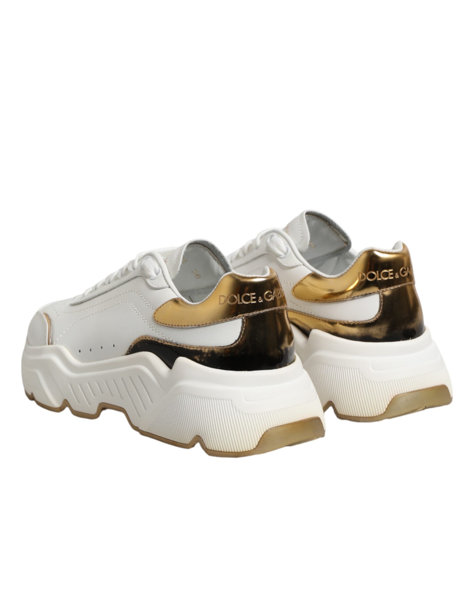 Dolce & Gabbana White Gold Daymaster Low Top Sneakers Shoes