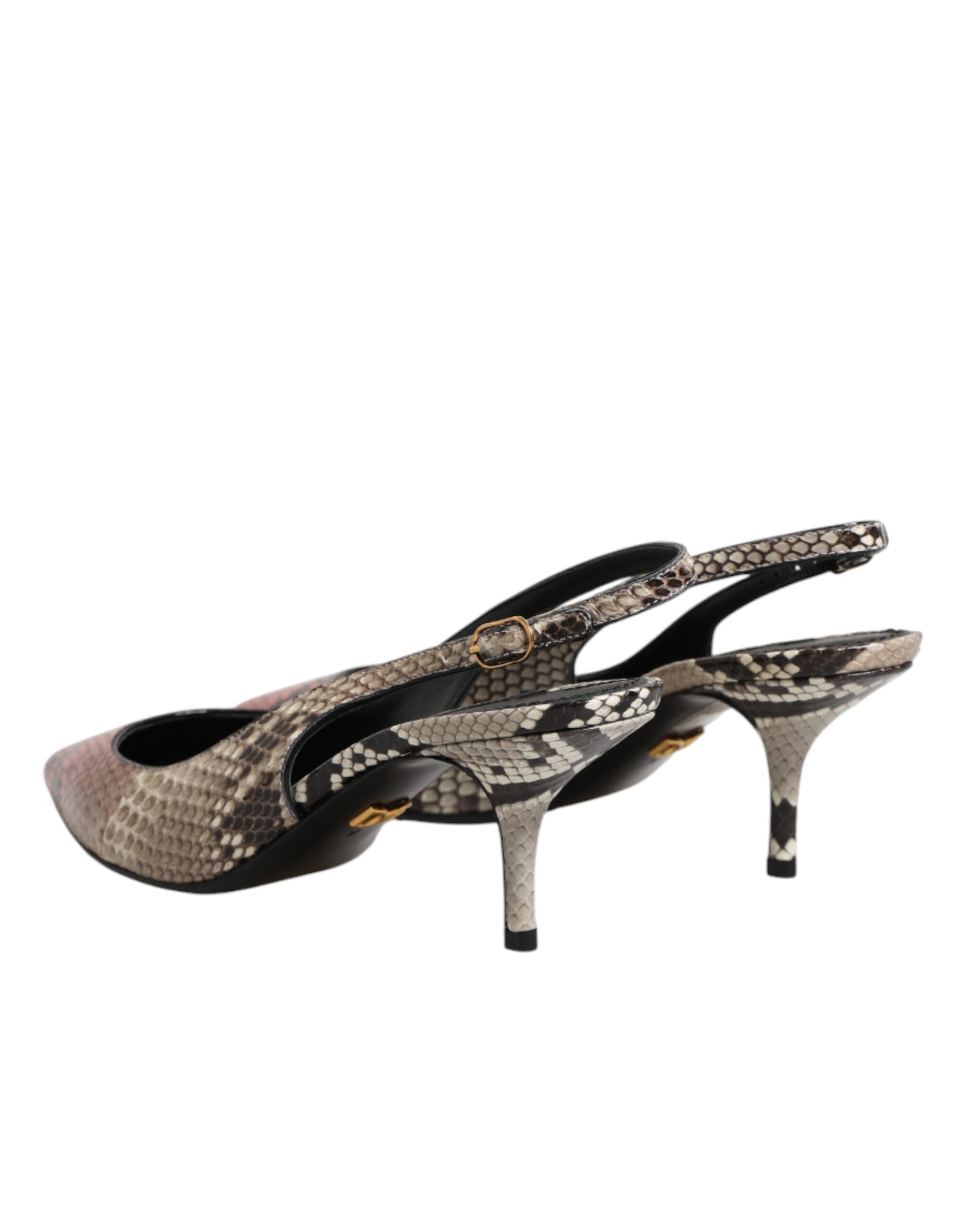 Dolce & Gabbana Multicolor Leather Heels Slingback  Shoes