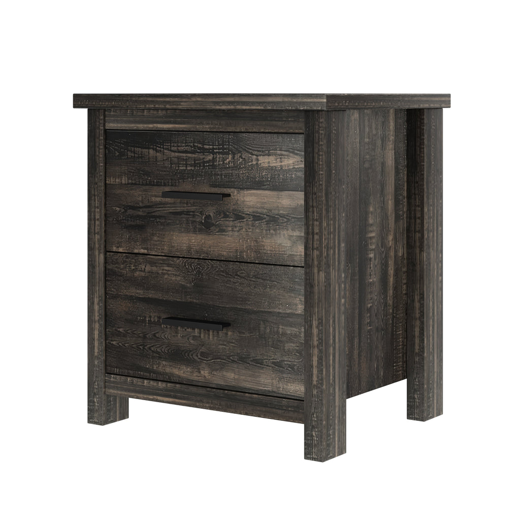 4PCS Bedroom Sets, Wooden Queen Size Bed Frame with Storage Headboard and Charging Station, 2 Nightstands with 2 Drawers, 1 Dresser with 5 Drawers, Antique Gray