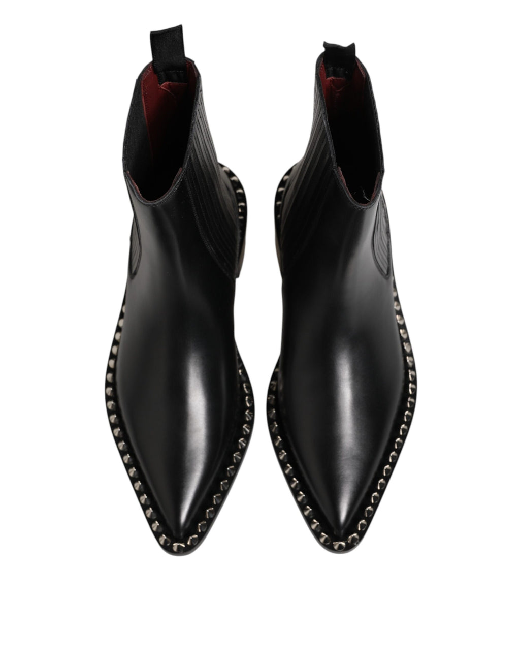 Dolce & Gabbana Black Studded Chelsea Short Ankle Boots Shoes